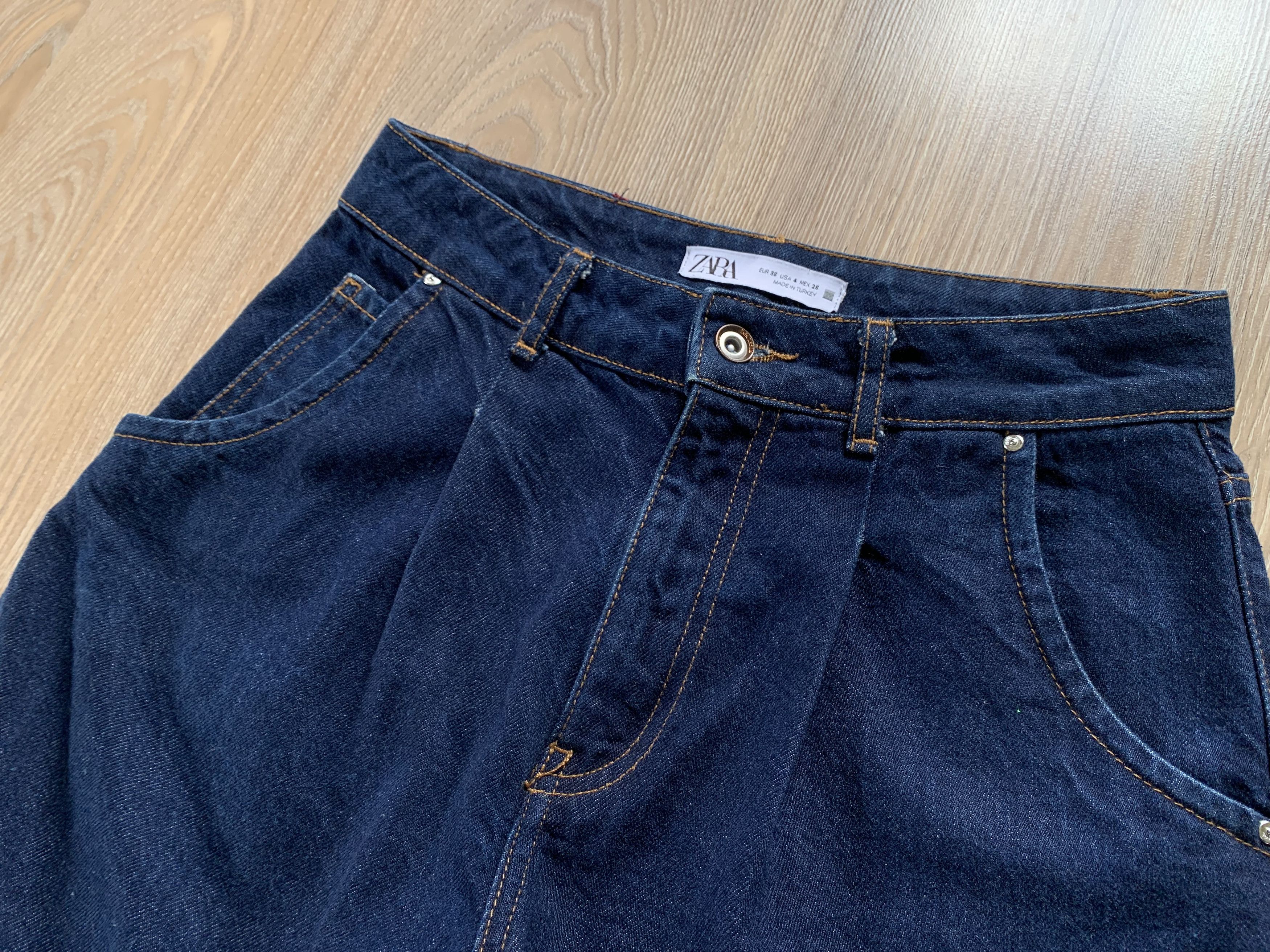 Designer × Zara Zara Navy Blue Slouchy Denim Jeans Size 26" / US 2 / IT 38 - 4 Thumbnail