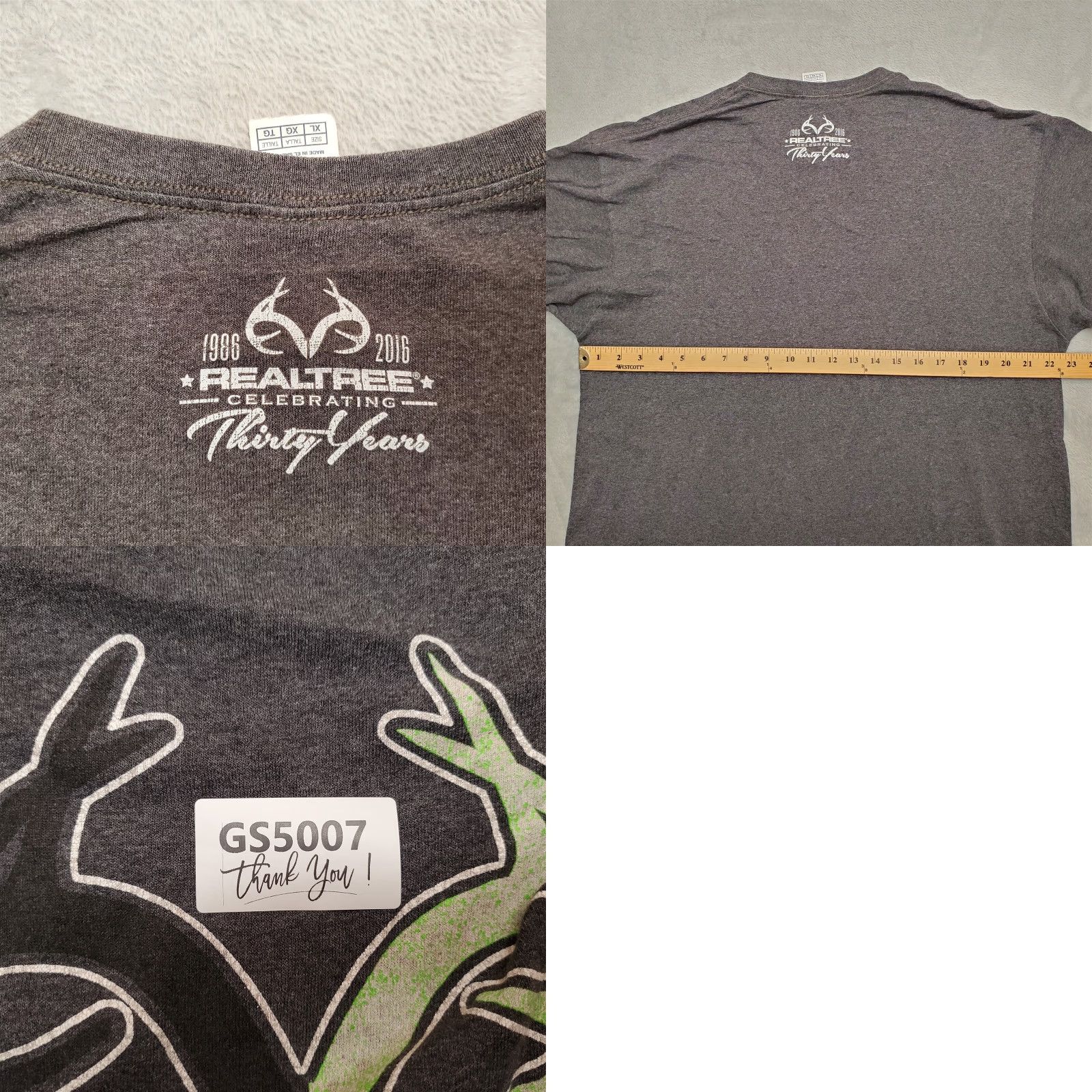 Delta Realtree Shirt Men XL Gray Short Sleeve Crewneck Camo Antler TEE Size US XL / EU 56 / 4 - 8 Thumbnail