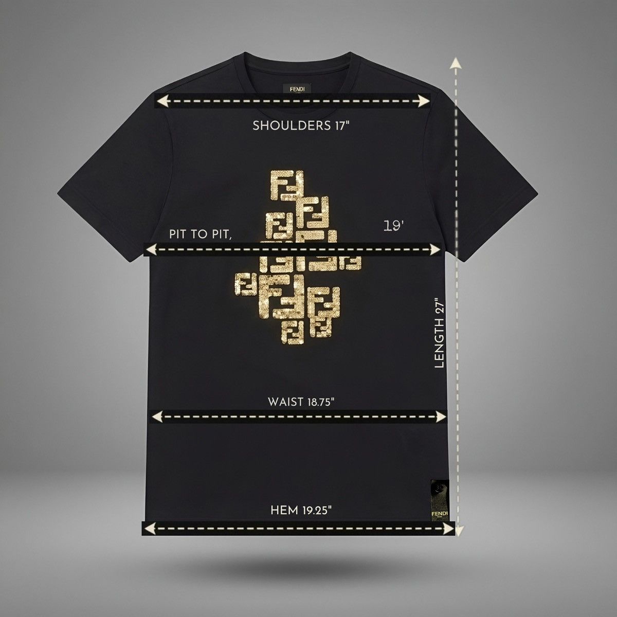 Fendi Fendi R I J.Goldstein FF Shiny Gold "Nero" T-Shirt — Size S Size US S / EU 44-46 / 1 - 10 Thumbnail