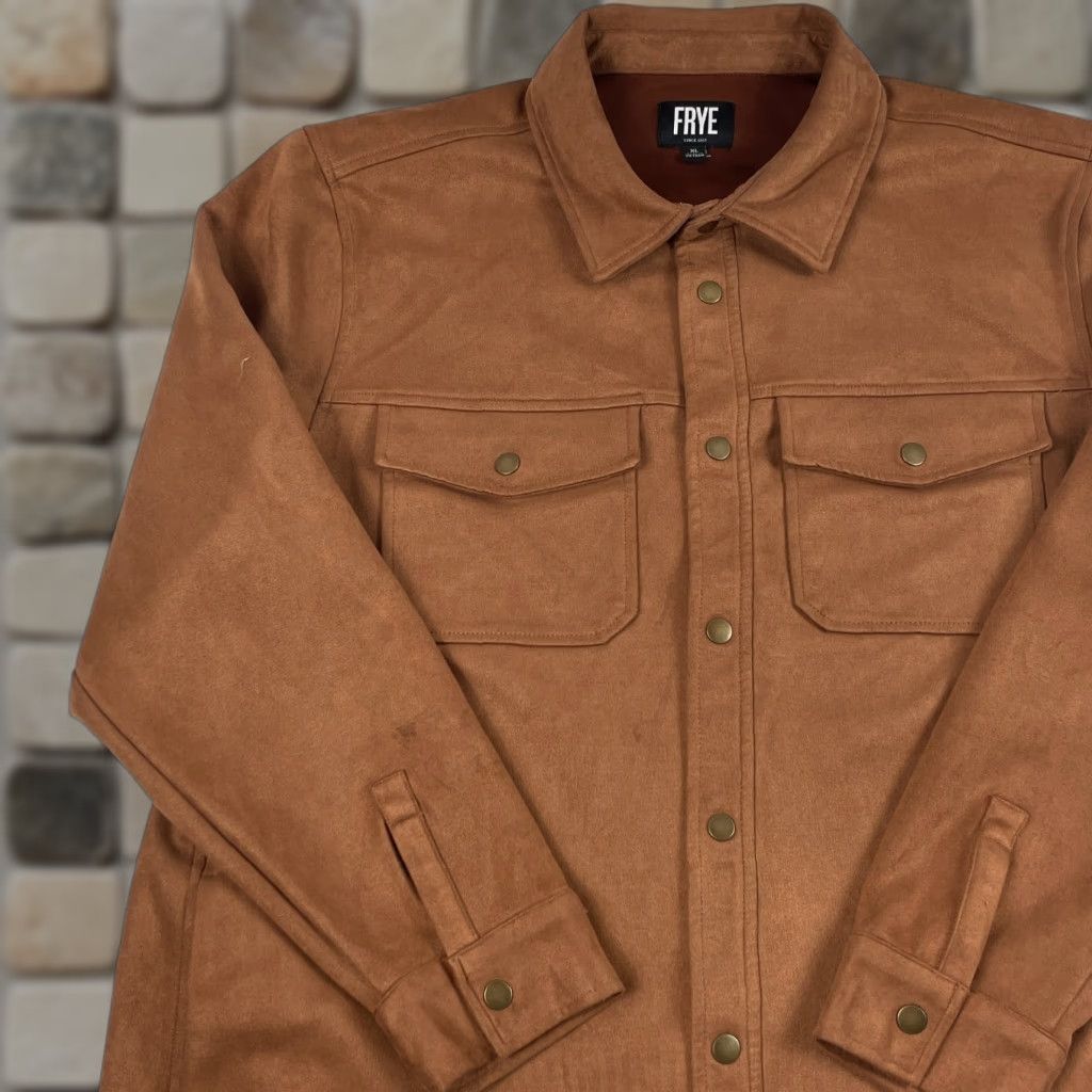 Frye VINTAGE Frye Shirt Men XL Brown Faux Suede Shacket Snap Up Western Rodeo Cowboy Shirt Size US XL / EU 56 / 4 - 1 Thumbnail