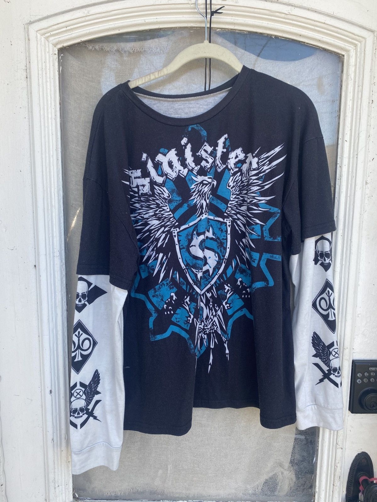 Affliction × JNCO × Southpole insane tribal poem y2k skull longsleeve shirt Size US M / EU 48-50 / 2 - 1 Thumbnail