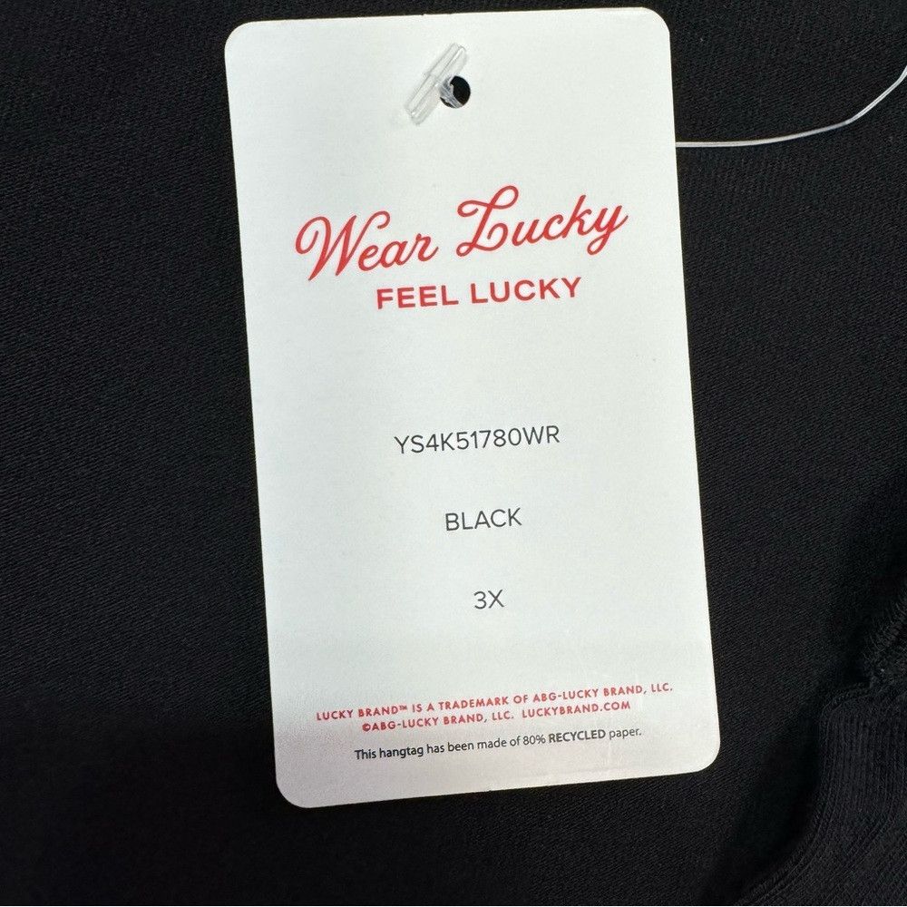 Lucky Brand NWT New Lucky Brand Black Rayon Tiered Flutter Short Sleeve Size 3XL / US 20-22 - 7 Thumbnail