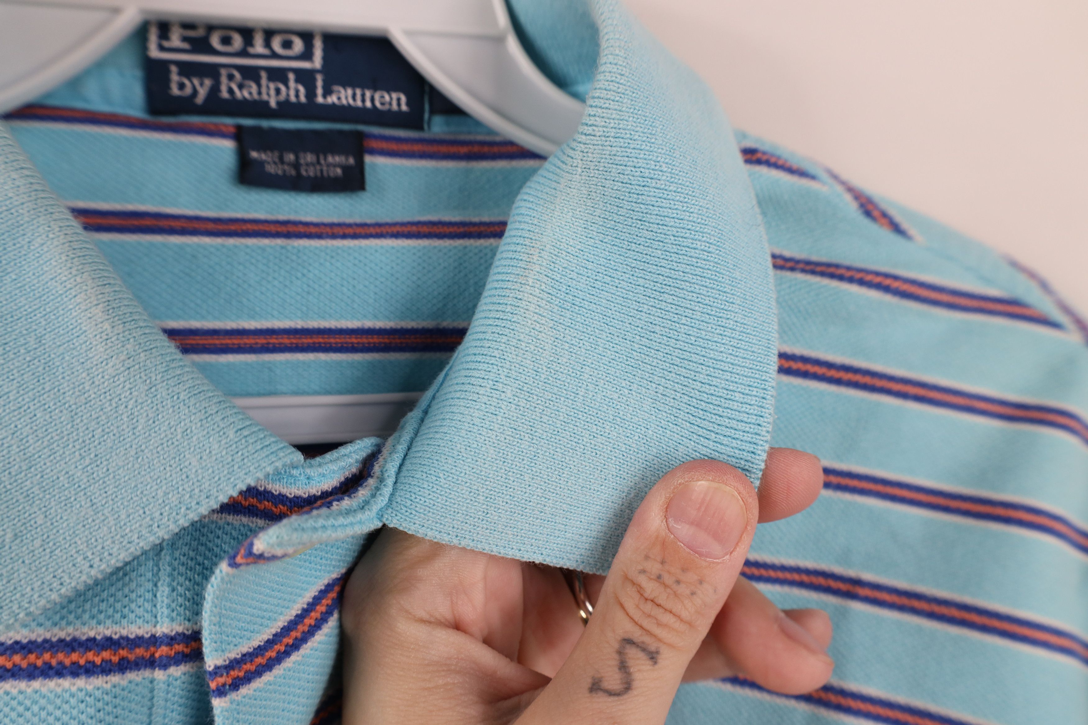 Ralph Lauren Vintage 90s Ralph Lauren Striped Cotton Knit Golf Polo Blue Size US M / EU 48-50 / 2 - 9 Thumbnail