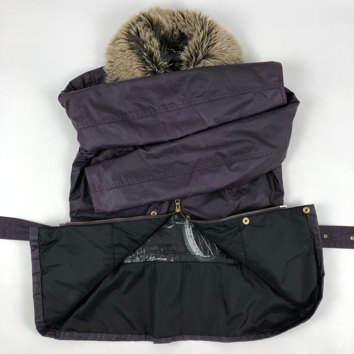 Barbour × Belstaff Women's INTERNATIONAL Ferrera Wax Purple Motorcycle Bomber Jacket Coat Size M / US 6-8 / IT 42-44 - 12 Thumbnail