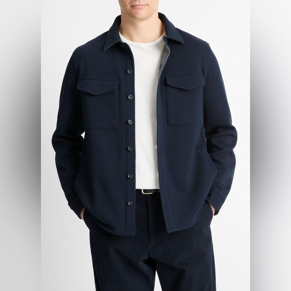 Vince Vince Double-Knit Cotton-Blend Piqué Shirt Jacket. Size US L / EU 52-54 / 3 - 6 Thumbnail