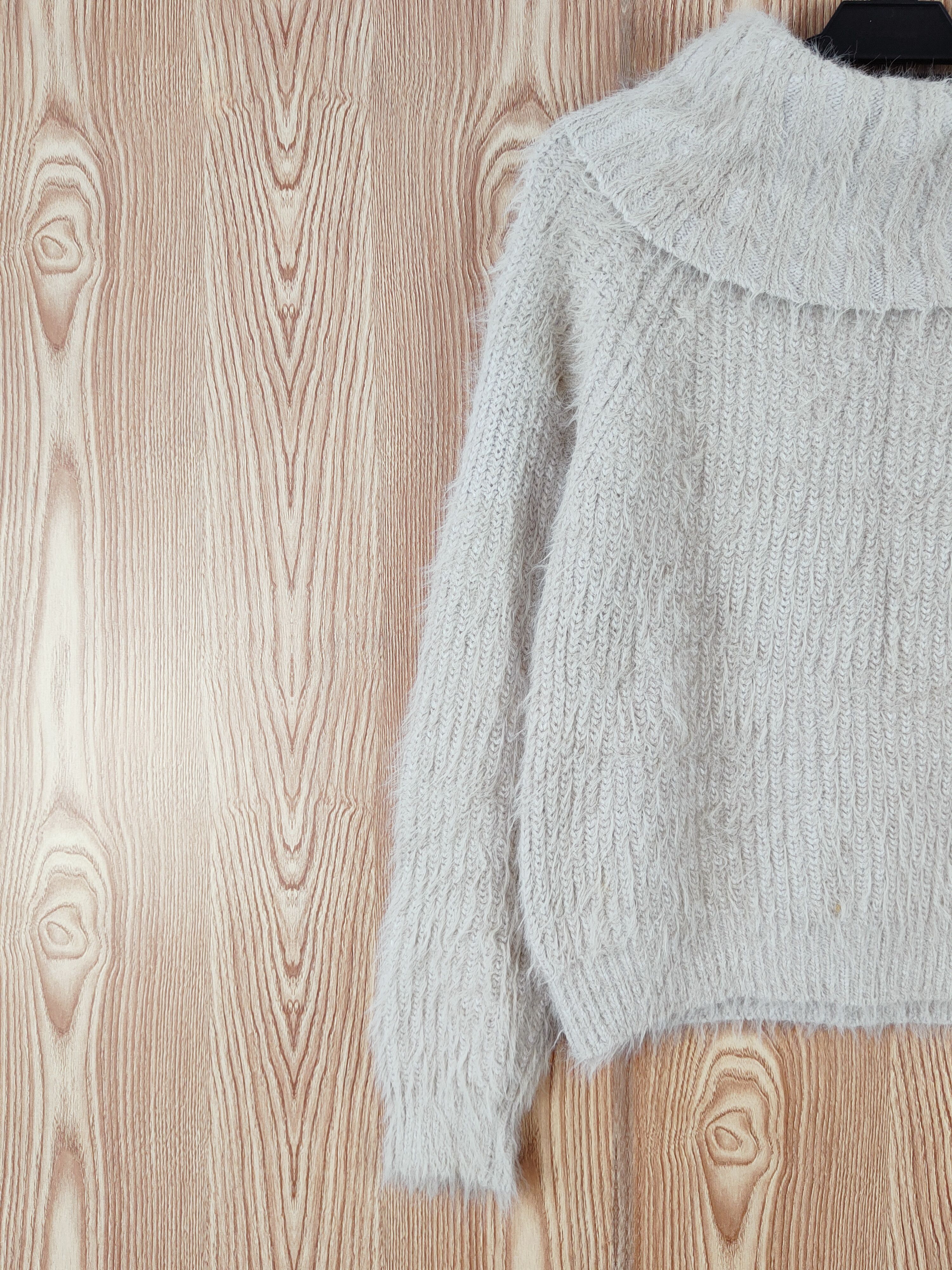 Homespun Knitwear RD Beige Shag Shaggy Fur Mohair Knitwear #W761 Size XS / US 0-2 / IT 36-38 - 3 Thumbnail