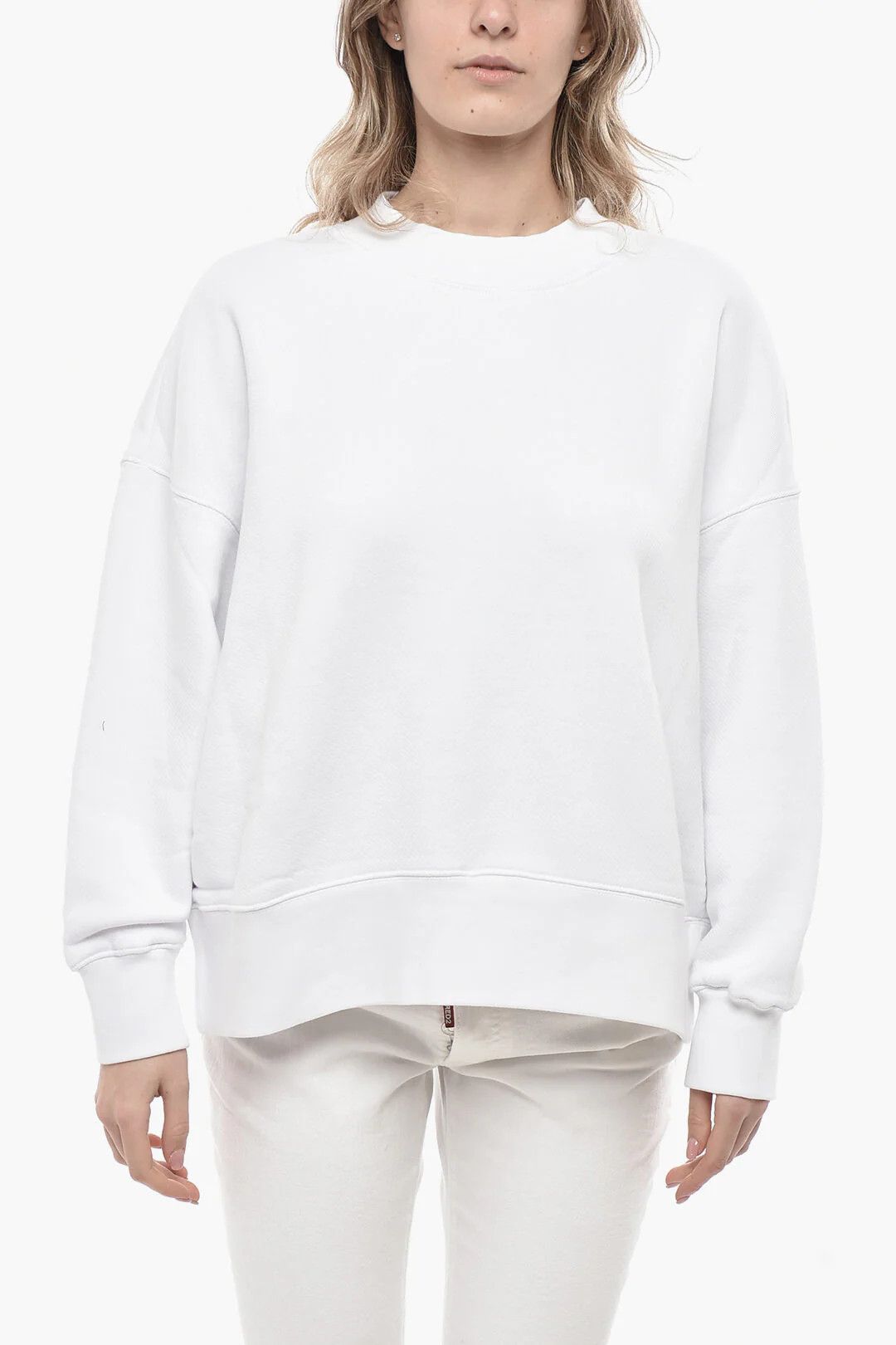 Palm Angels og1mm0326 Brushed Cotton Crewneck Sweatshirt in White Size M / US 6-8 / IT 42-44 - 2 Thumbnail