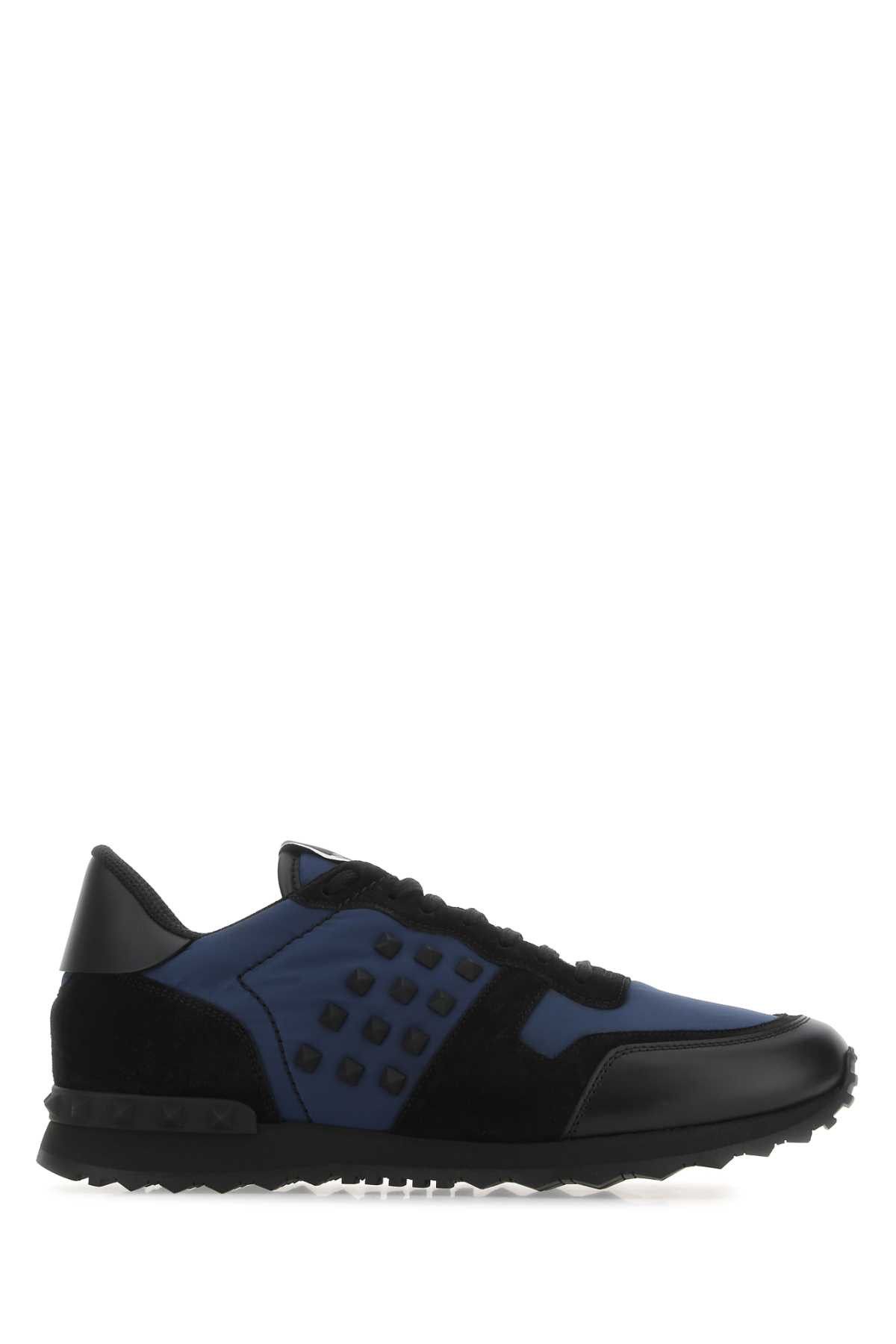image of Valentino Garavani Two-Tone Nylon And Suede Rockrunner Sneakers, Men's (Size 9)