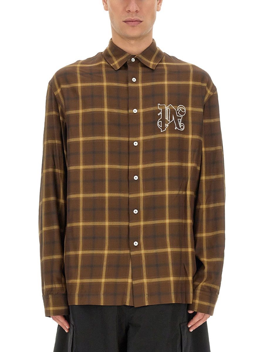 Palm Angels PALM ANGELS MONOGRAM SHIRT - BROWN (IT 52) Size US XL / EU 56 / 4 - 1 Thumbnail
