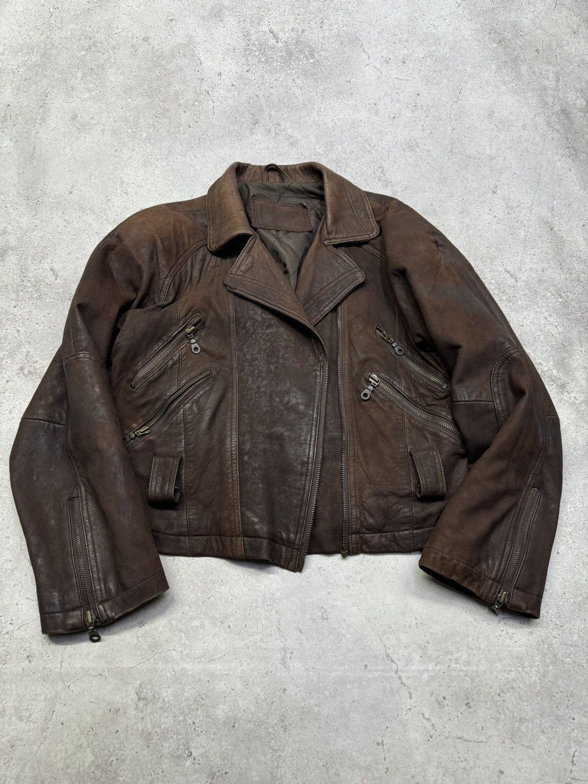 Hedi Slimane Vintage 90s Faded Asymmetric Multi-Zip Leather Biker Jacket Size US S / EU 44-46 / 1 - 3 Thumbnail