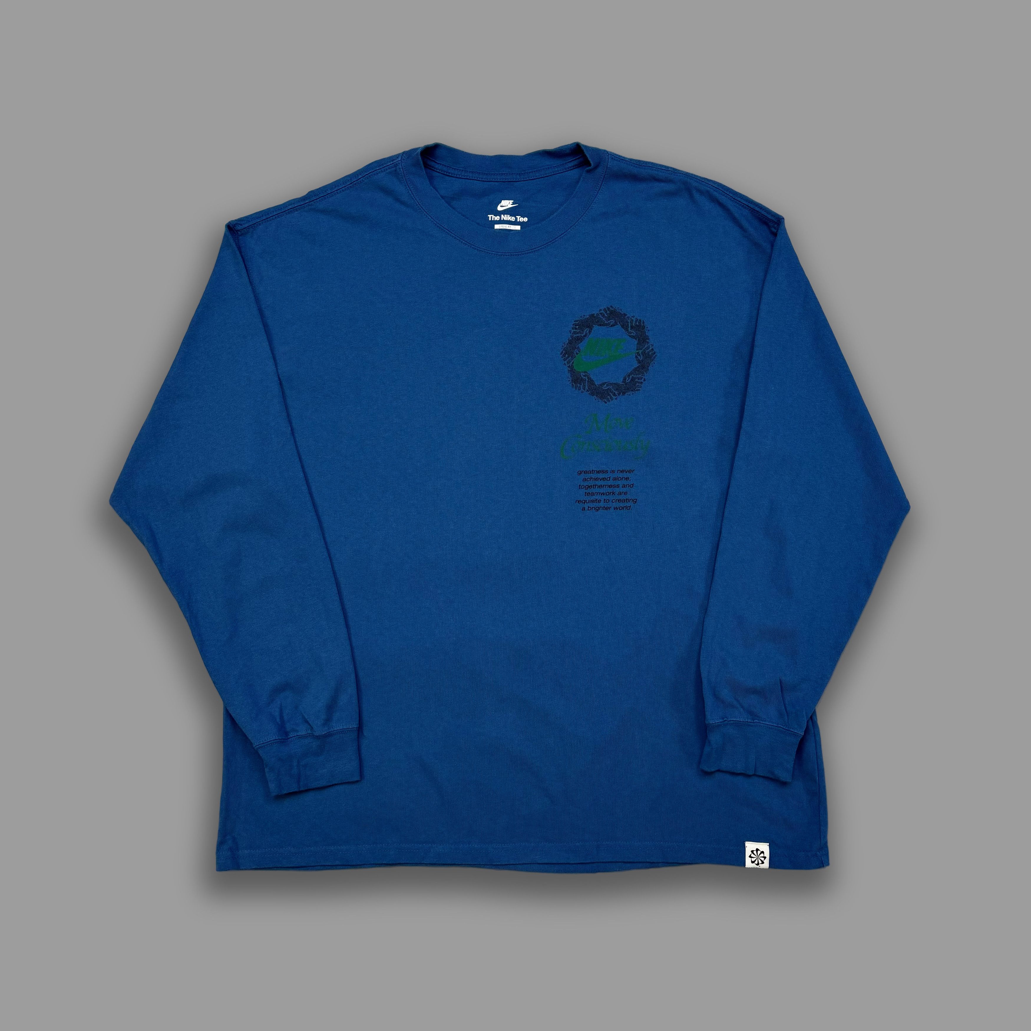 Nike NIKE MOVE COUNSCIOUSLY LONGSLEEVE BLUE PRINTED SWEATSHIRT Size US XL / EU 56 / 4 - 1 Thumbnail