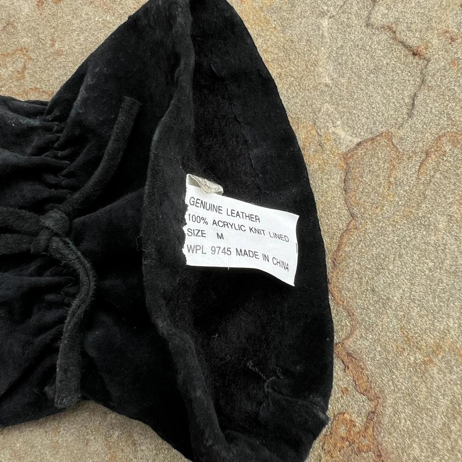 Other Y2K Black Suede Leather Gloves Size ONE SIZE - 3 Thumbnail