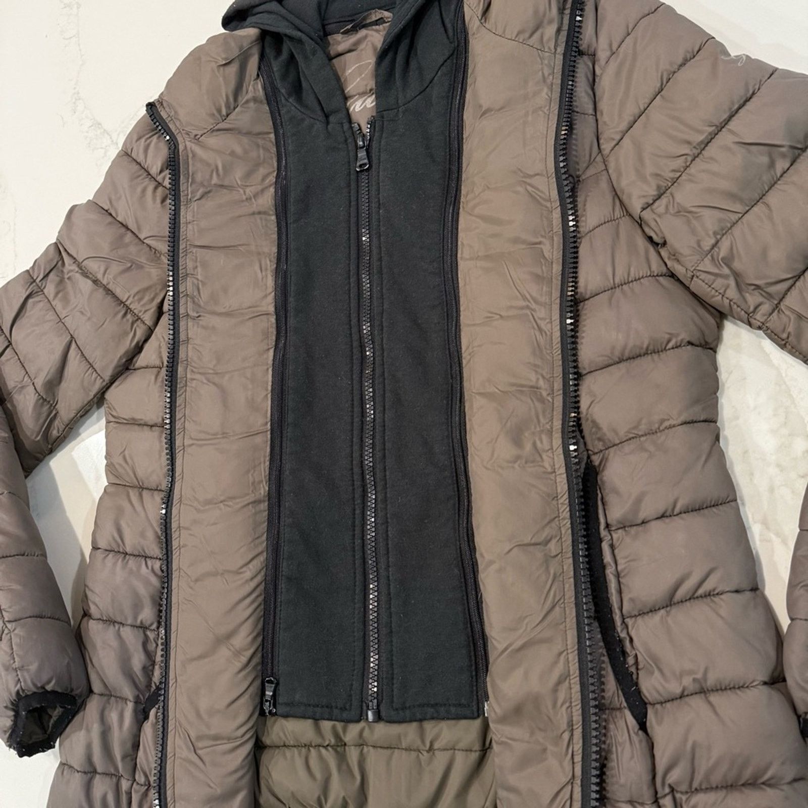 Guess Guess Detachable Hoodie Puffer Jacket Women’s Large Taupe Size L / US 10 / IT 46 - 10 Thumbnail