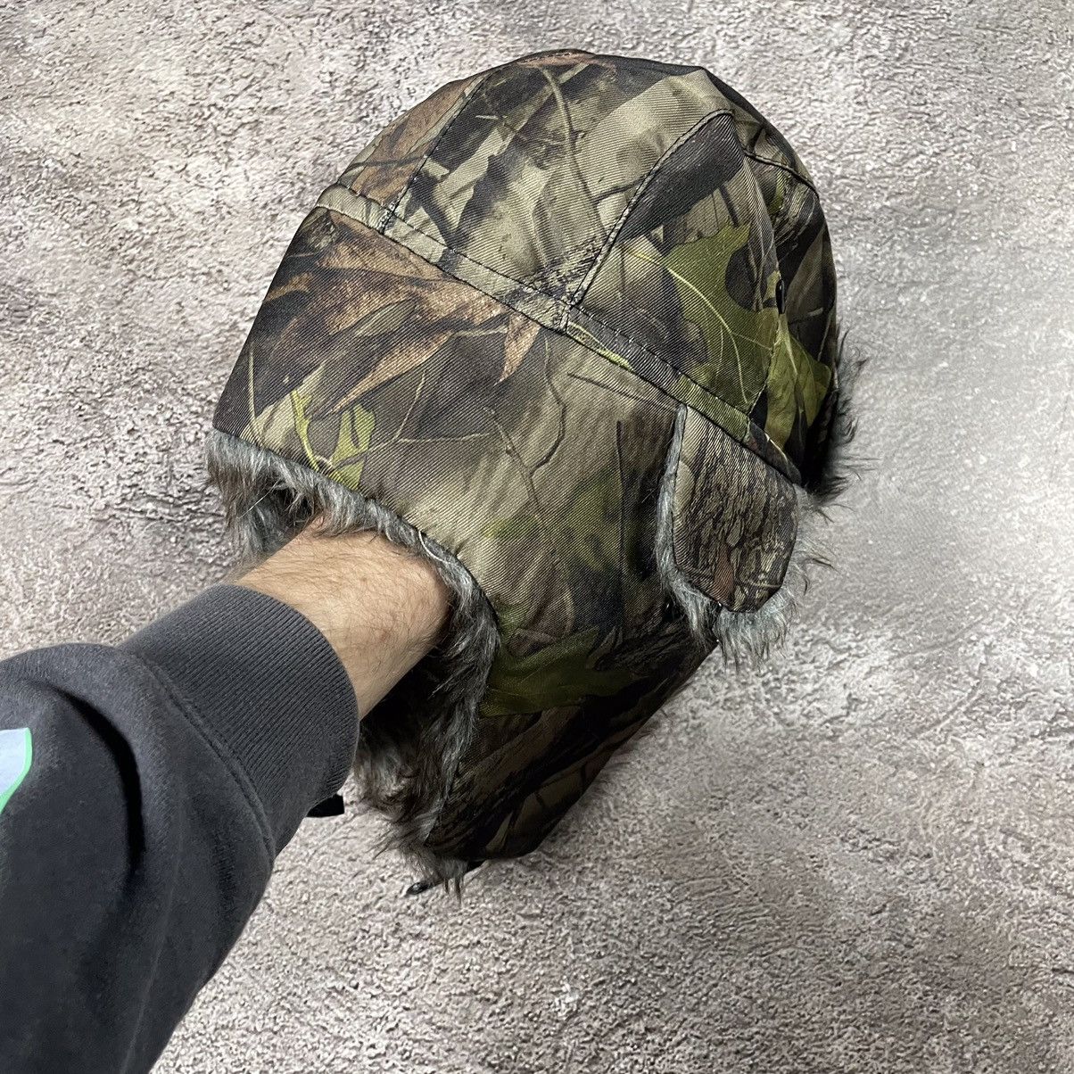 Vintage Vintage Forest Camo Beanie Furry Mohair Grunge Alt Baggy OS Size ONE SIZE - 3 Thumbnail