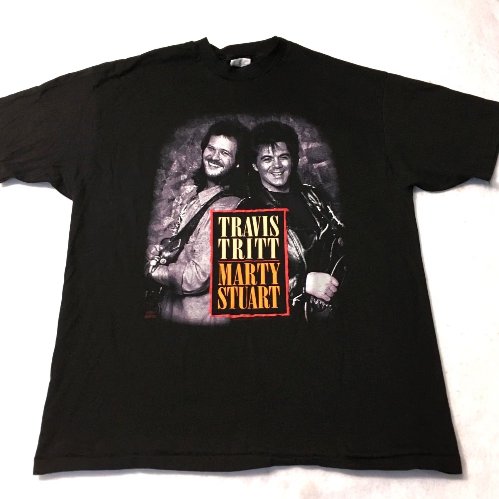 Hanes VINTAGE Travis Tritt Marty Stuart No Hats Tour 1992 T Shirt Black L 90s Music Country Group Promo Mens Size US XL / EU 56 / 4 - 2 Thumbnail