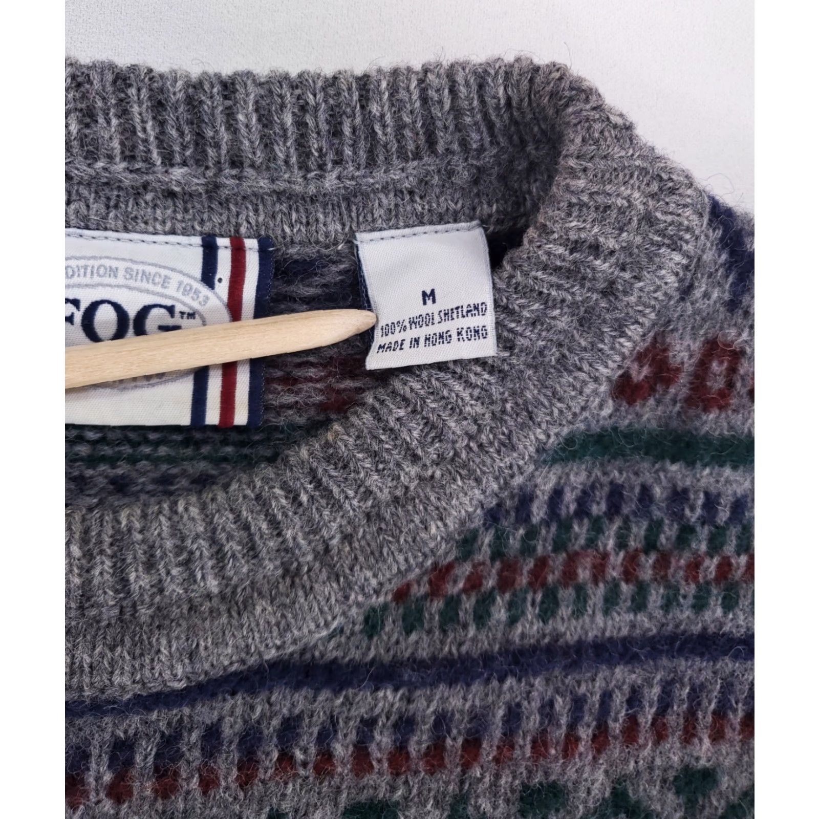London Fog London Fog Sweater Mens M Gray Wool Fair Isle Knit Patterned Pullover Shetland Knit M Size US M / EU 48-50 / 2 - 3 Thumbnail
