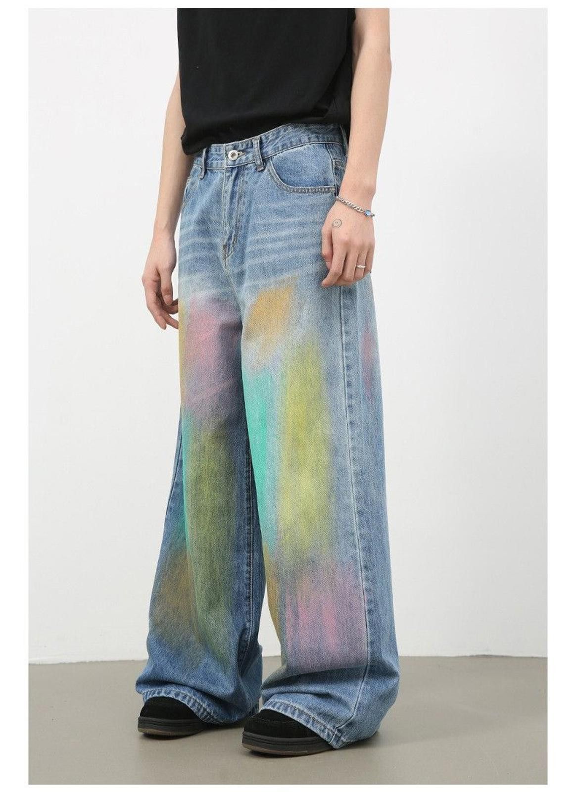 Japanese Brand Baggy Paint Splatter Denim Jeans Size US 30 / EU 46 - 3 Thumbnail