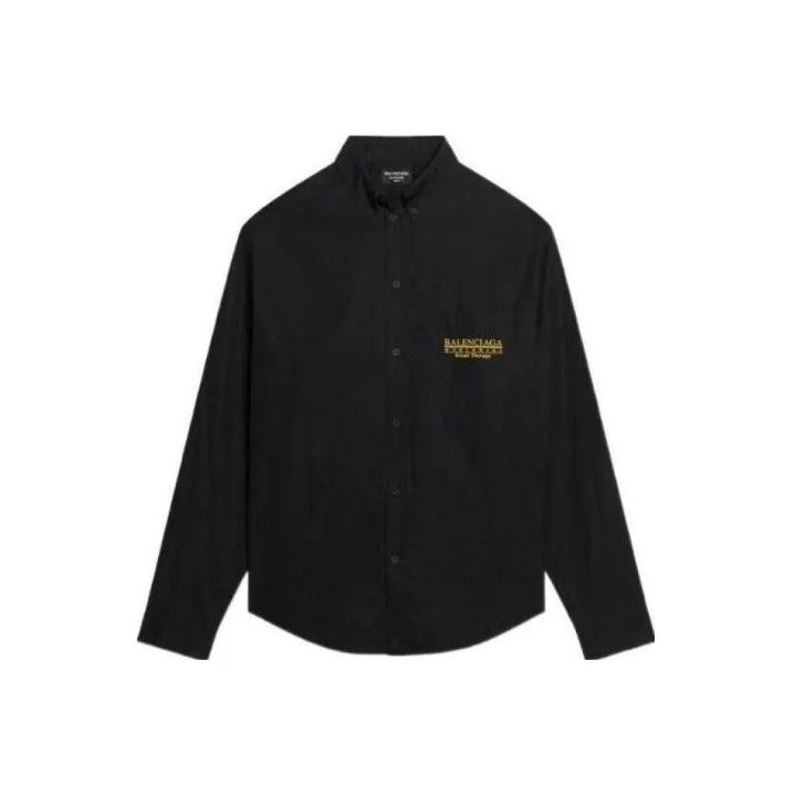 Balenciaga Balenciaga Black Logo Casual Long Sleeve Shirt Size US M / EU 48-50 / 2 - 1 Thumbnail