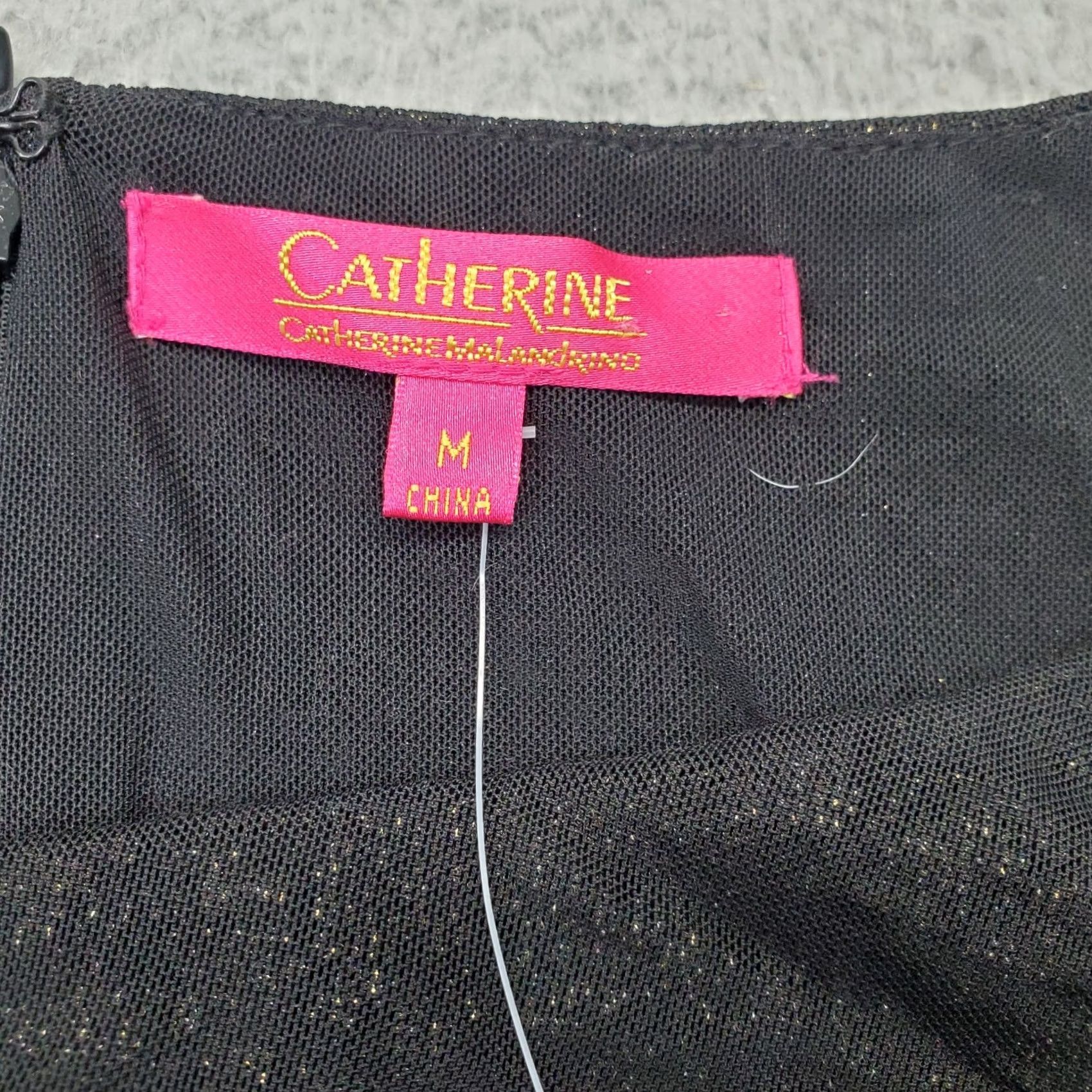 Vintage Catherine Malandrino Ruched Tank Womens M Black Gold Metallic Boat Neck Back Zip Size M / US 6-8 / IT 42-44 - 6 Thumbnail