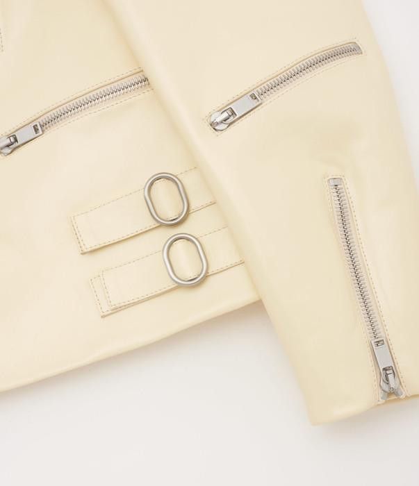 Jil Sander o1w1db10825 Biker Jacket in Beige Size M / US 6-8 / IT 42-44 - 3 Thumbnail