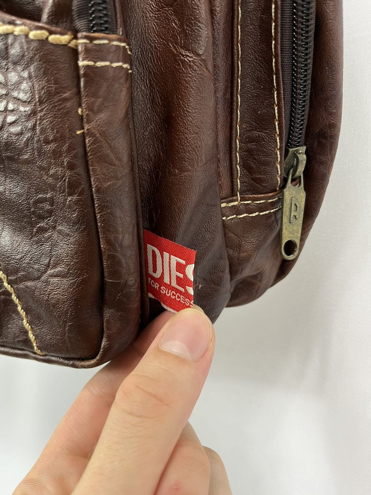 Diesel × Diesel Black Gold Vintage Diesel 90s Leather Backpack Sling Bag 90s Size ONE SIZE - 8 Thumbnail