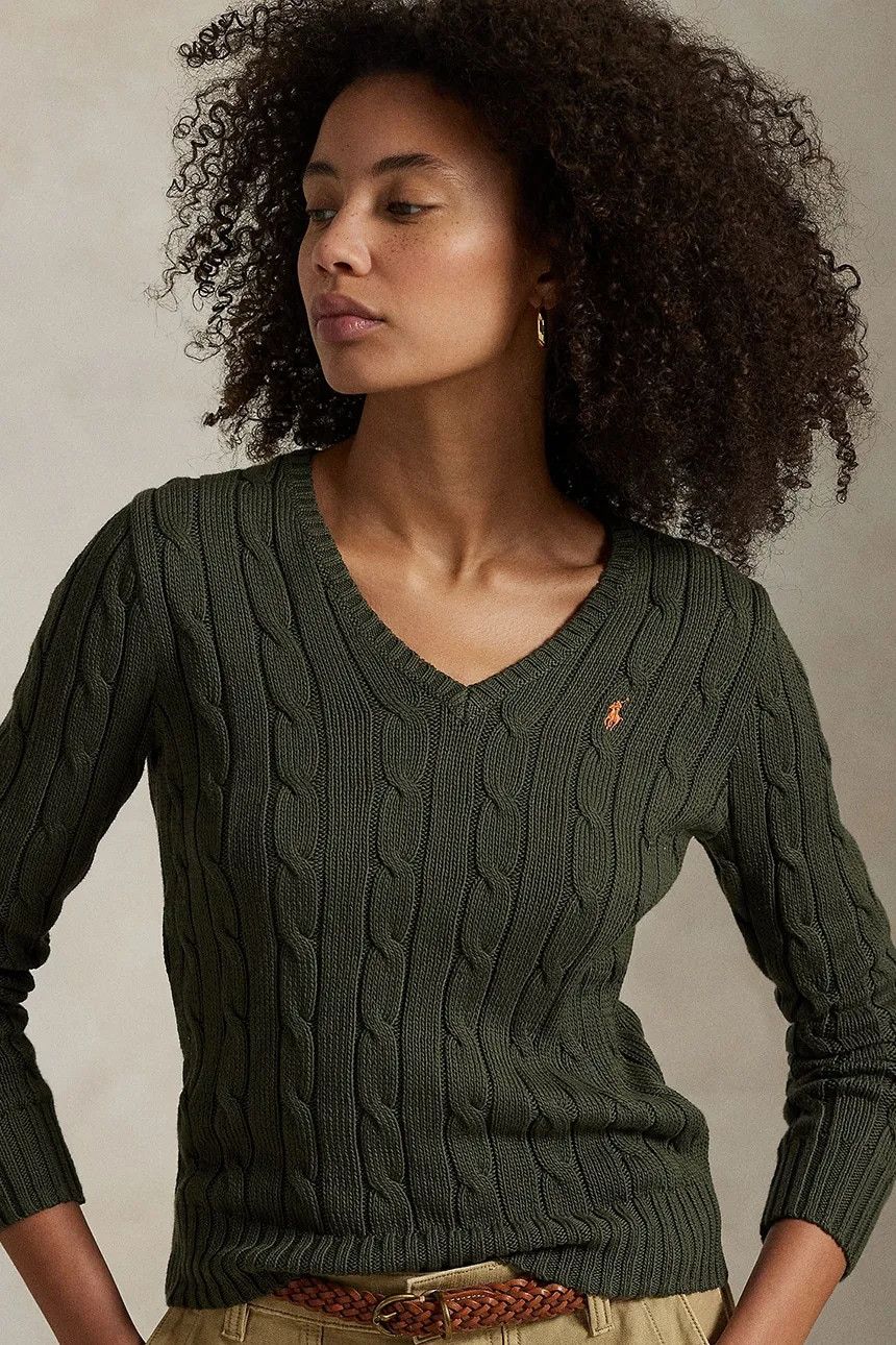 Polo Ralph Lauren Polo Ralph Lauren Braided Cable Knit V Neck Cotton Sweater Size S / US 4 / IT 40 - 10 Thumbnail