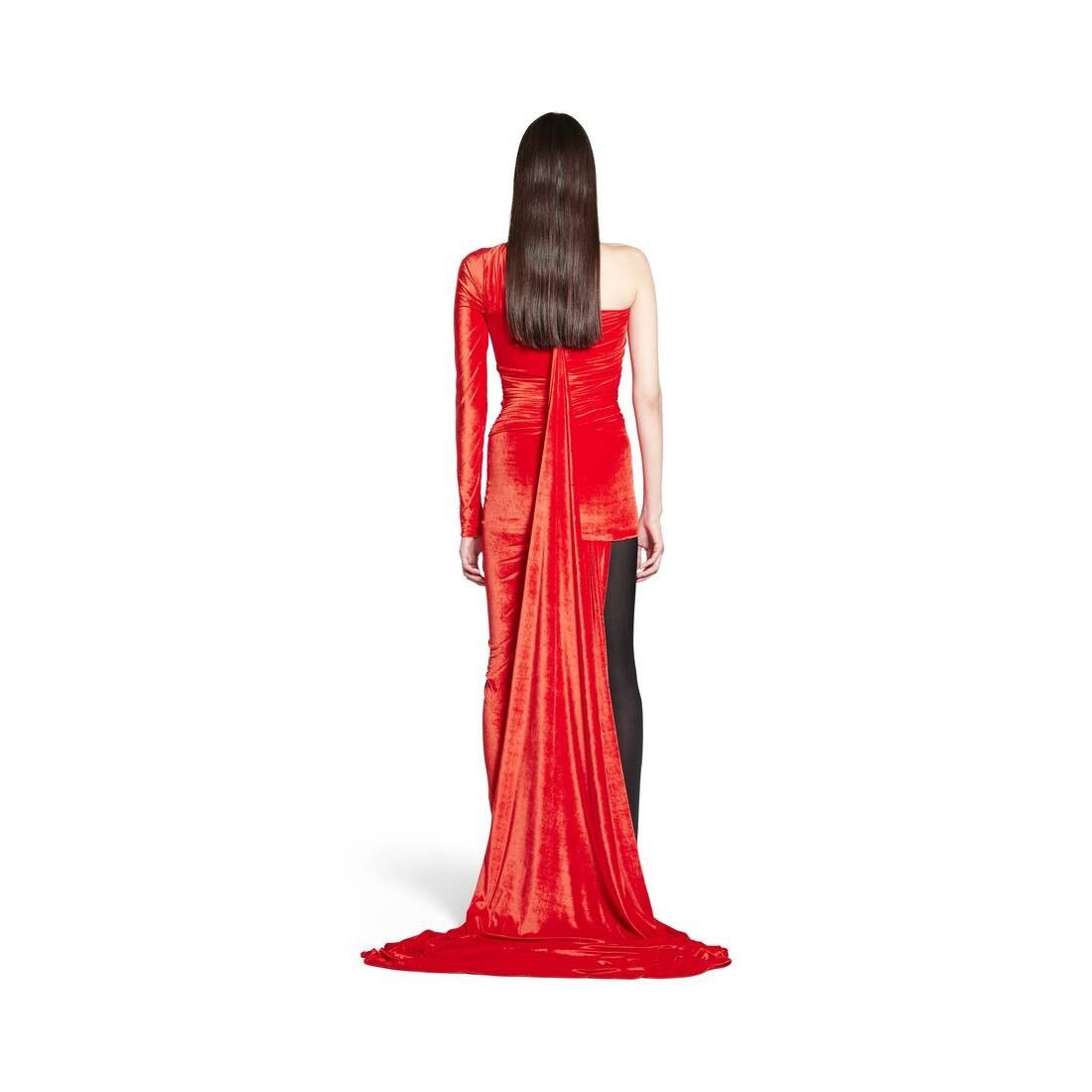 Balenciaga o1s1rm1225 Asymmetric Dress in Red Size S / US 4 / IT 40 - 4 Thumbnail