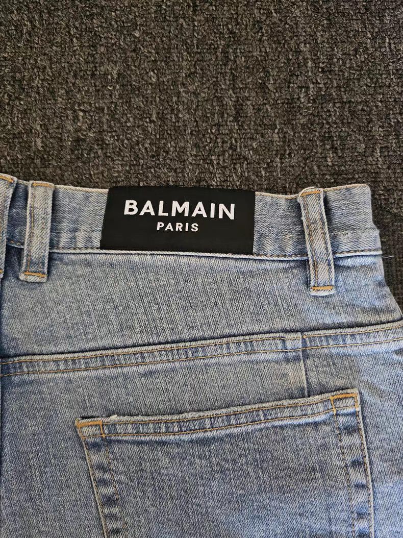 Balmain Balmain Men's Distressed Biker Jeans Size US 31 - 5 Thumbnail