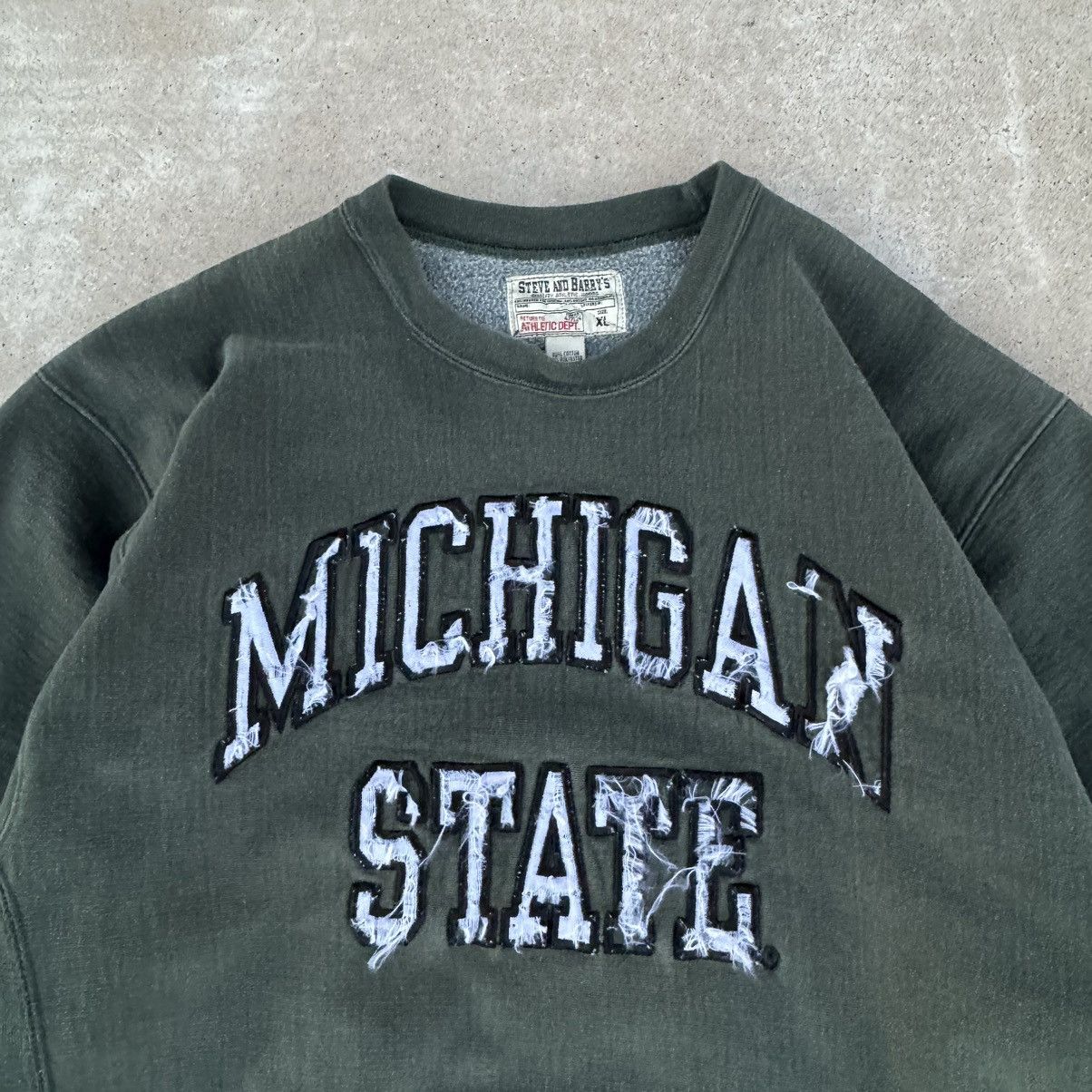 Nike × Stussy Vintage 90s Earth Tone Green Michigan State Crewneck Boxy XL Size US XL / EU 56 / 4 - 2 Thumbnail