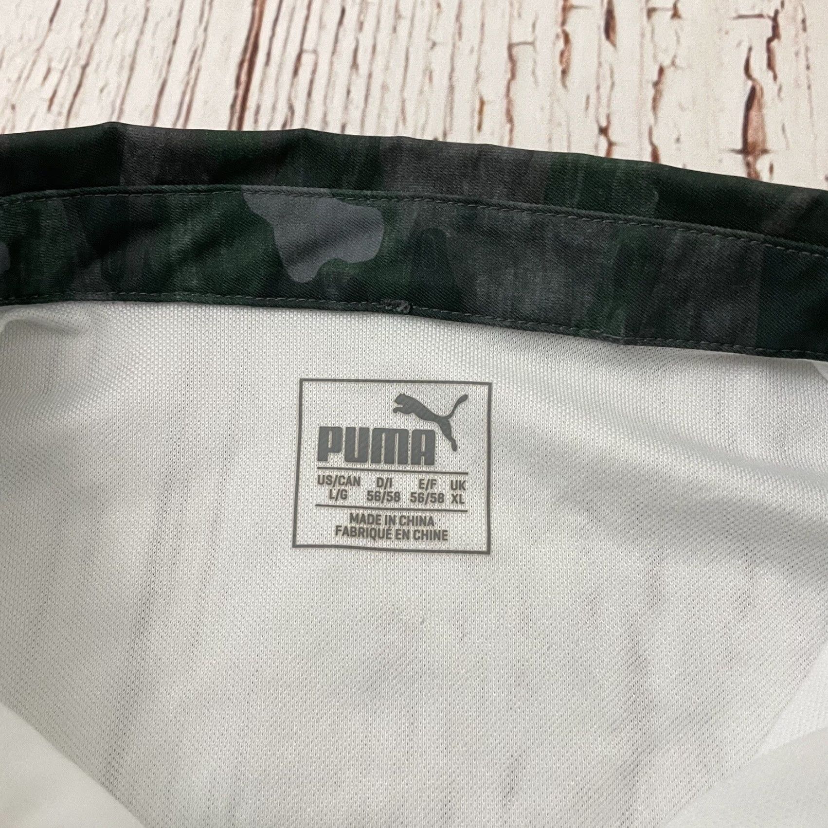 Puma PUMA Short Sleeve Golf Polo Shirt Men L White Green Pocket Camo Button-Up Shirt Size US L / EU 52-54 / 3 - 2 Thumbnail