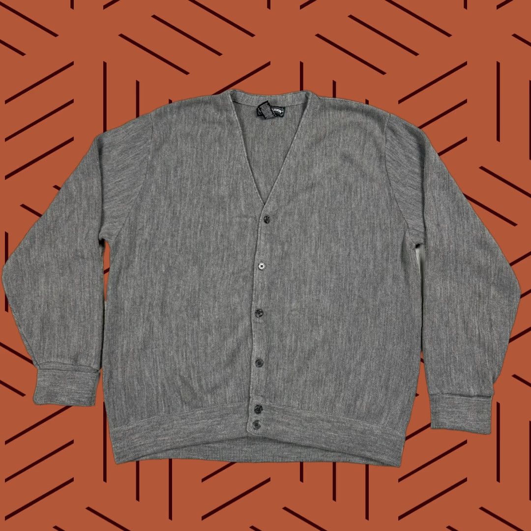 Van Heusen VTG 80S VAN HEUSEN Cardigan Sweater Gray Acrylic Button-Up XL Adult Mens Size US XL / EU 56 / 4 - 1 Thumbnail