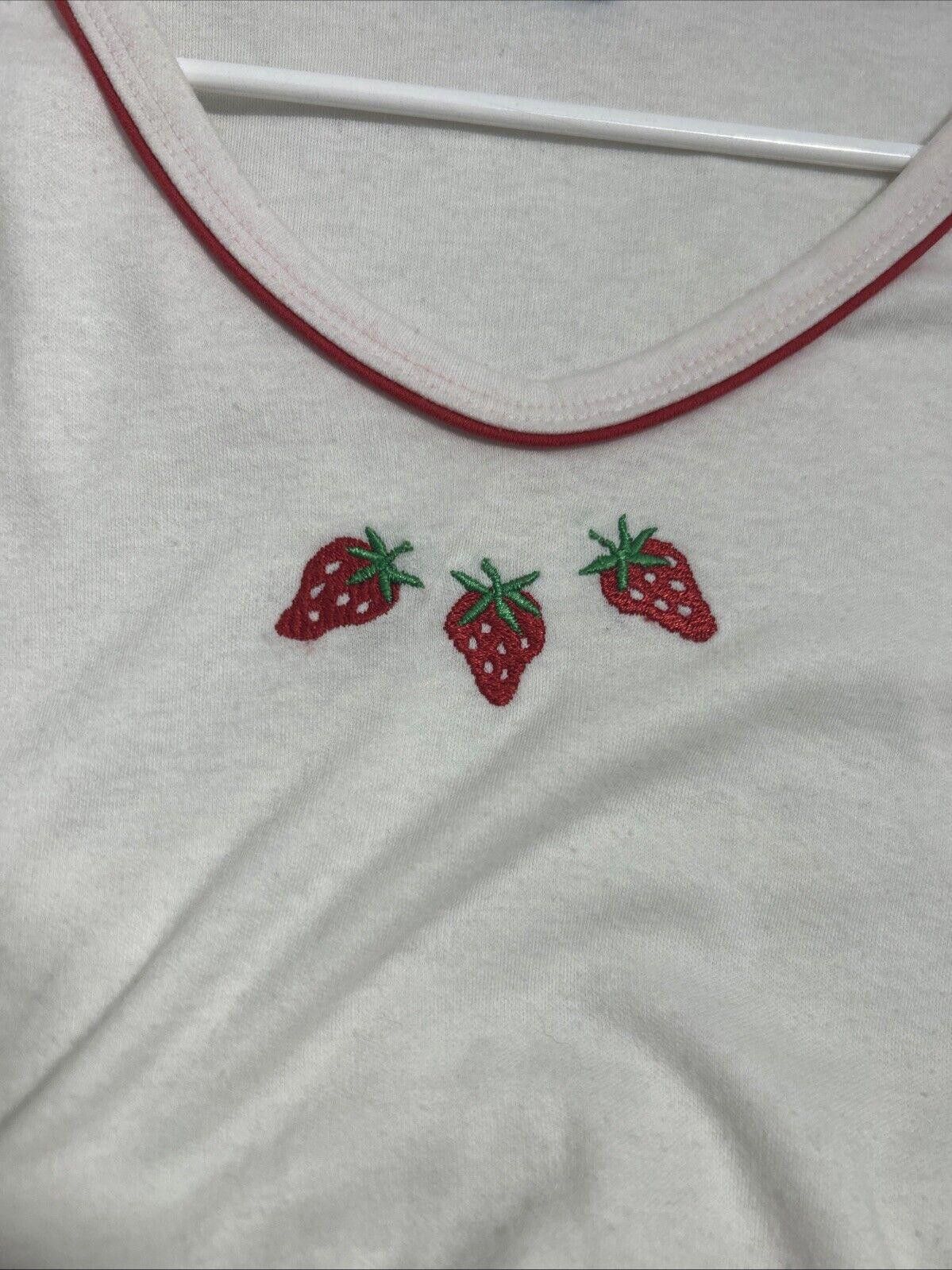 Designer VTG 1990s Embroidered Strawberries Women’s T-Shirt Size L / US 10 / IT 46 - 3 Thumbnail