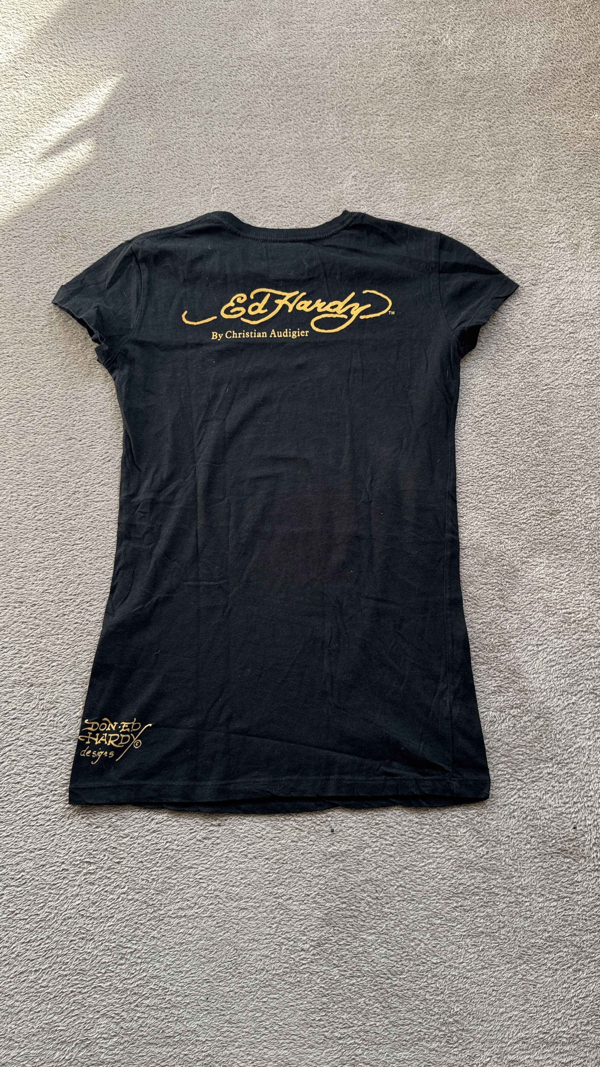 Ed Hardy × Hysteric Glamour × Vintage Ed Hardy vintage Y2K Rhinestone Roses Printed t shirt Size S / US 4 / IT 40 - 3 Thumbnail
