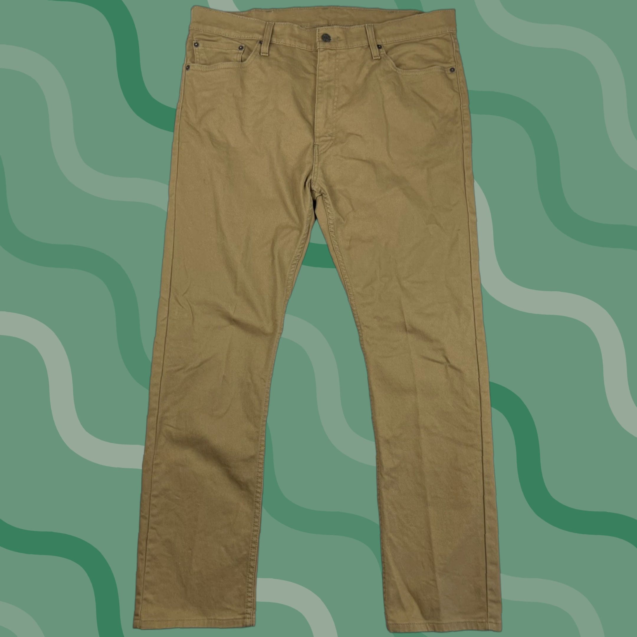 Levi's Levi's 513 Jeans 38x32 Brown Khaki Canvas Denim Straight 5-Pocket Mens Regular Vintage? No. (But must avoid N/A) 90s Classic USA Levi's 500 Series Size US 38 / EU 54 - 1 Thumbnail