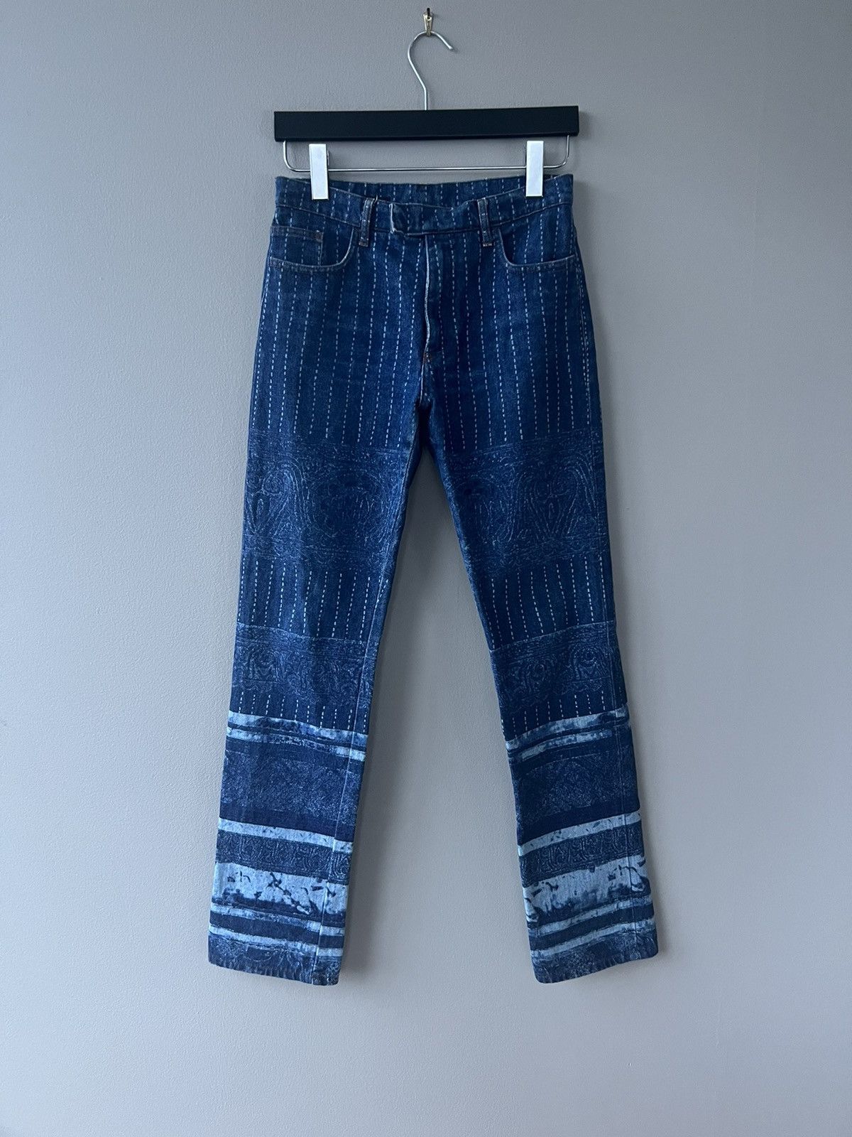 image of Jean Paul Gaultier Slim Tribal Printed Jeans in Blue, Men's (Size 28)