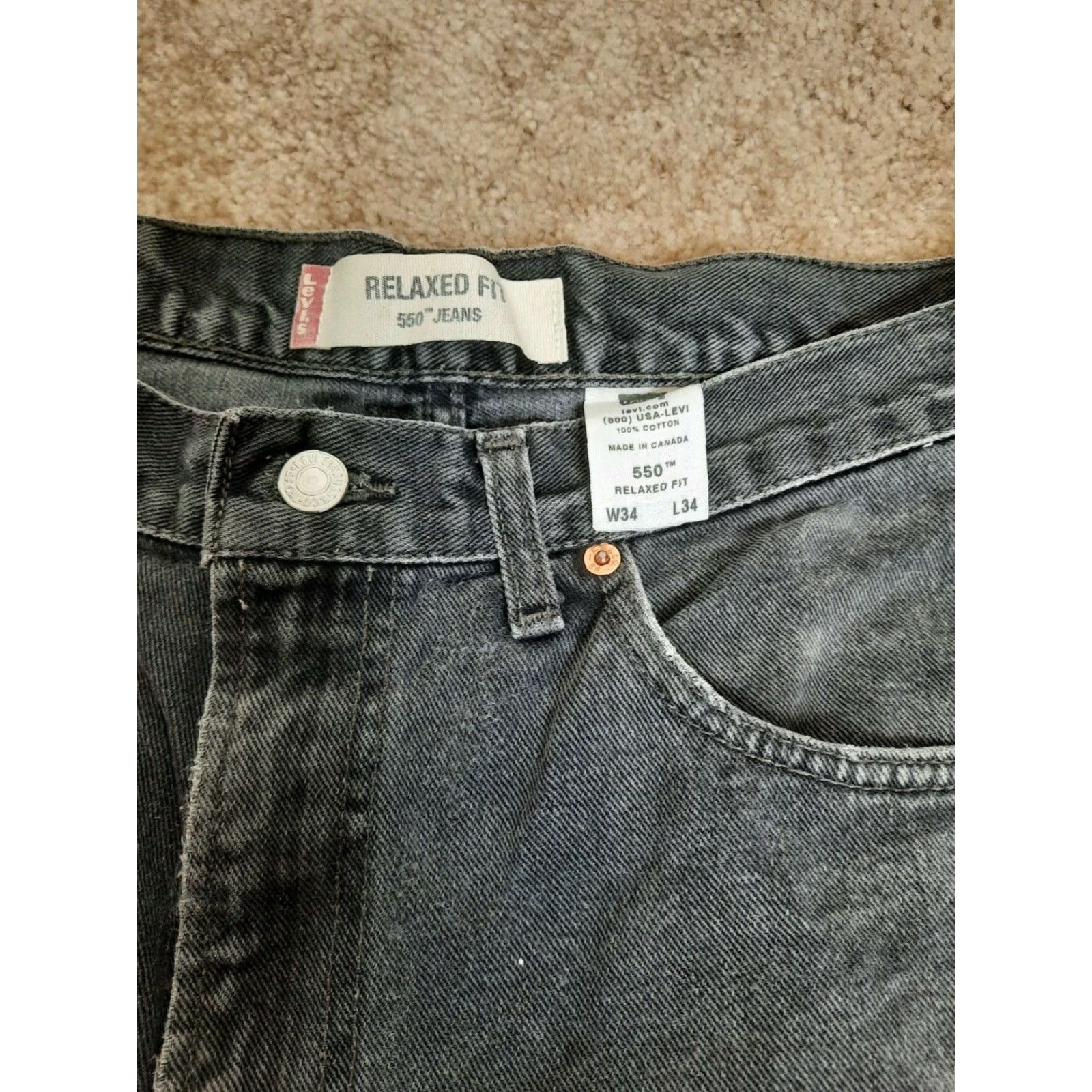 Levi's VINTAGE Levi's Jeans 34x32 Black Cotton 550 Regular Fit Straight Men 90s Distressed Pockets Mens Size US 34 / EU 50 - 7 Thumbnail