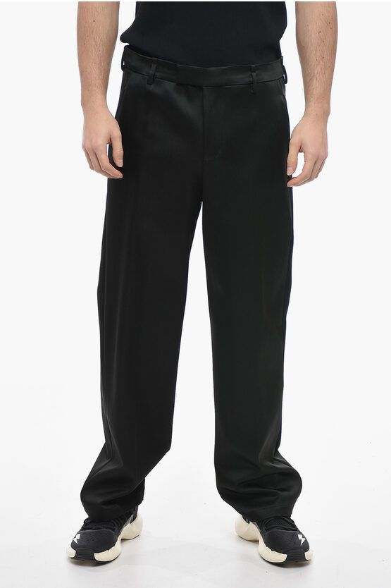 image of Neil Barrett Loose Fit Liam Satin Pants in Black, Men's (Size 32)