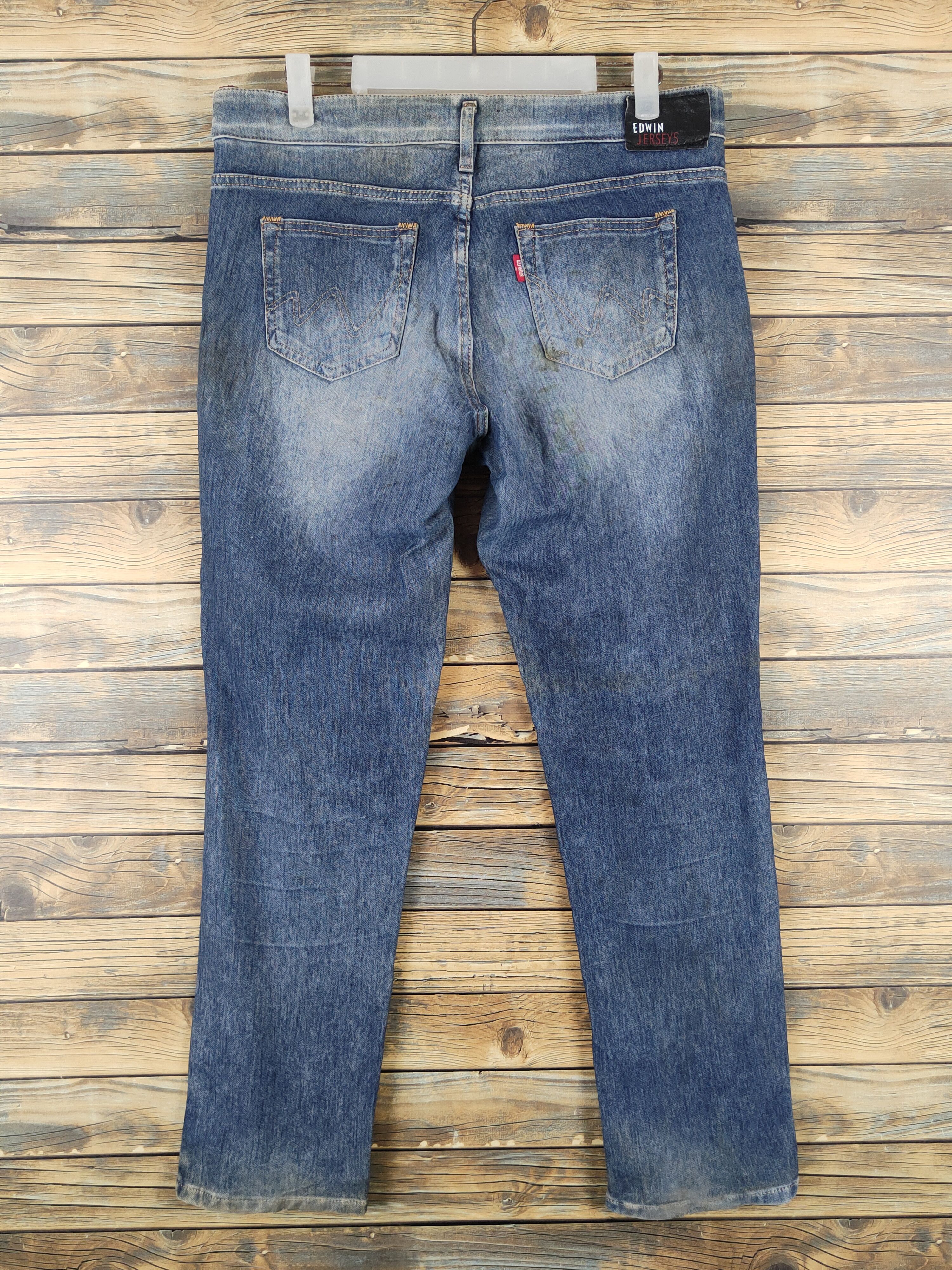 Edwin Edwin Dark Blue Distressed Ripped denim Jeans #W1404 Size US 32 / EU 48 - 8 Thumbnail
