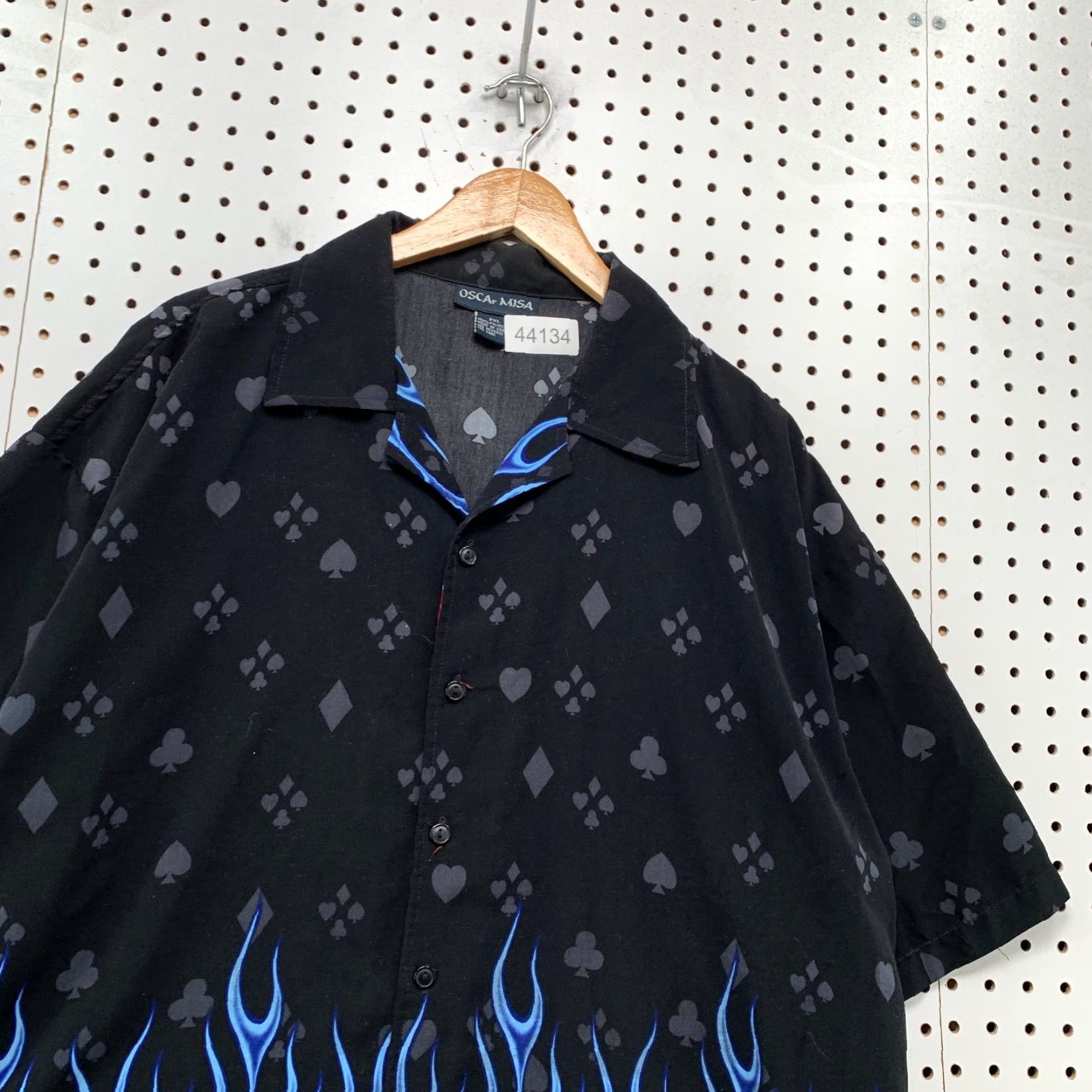 Vintage OSCAR MISA Button Shirt Mens 2XL Black Short Sleeve 100% Polyester Vintage Dice Flame Shirt Mens Button-Up Size US XXL / EU 58 / 5 - 5 Thumbnail
