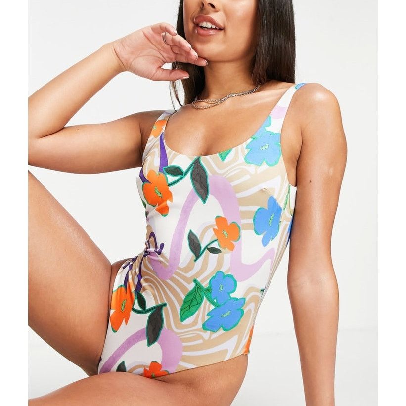 Asos NWT ASOS Design Scoop Back Sleek One-Piece Floral Print,sz 6 Size M / US 6-8 / IT 42-44 - 1 Thumbnail