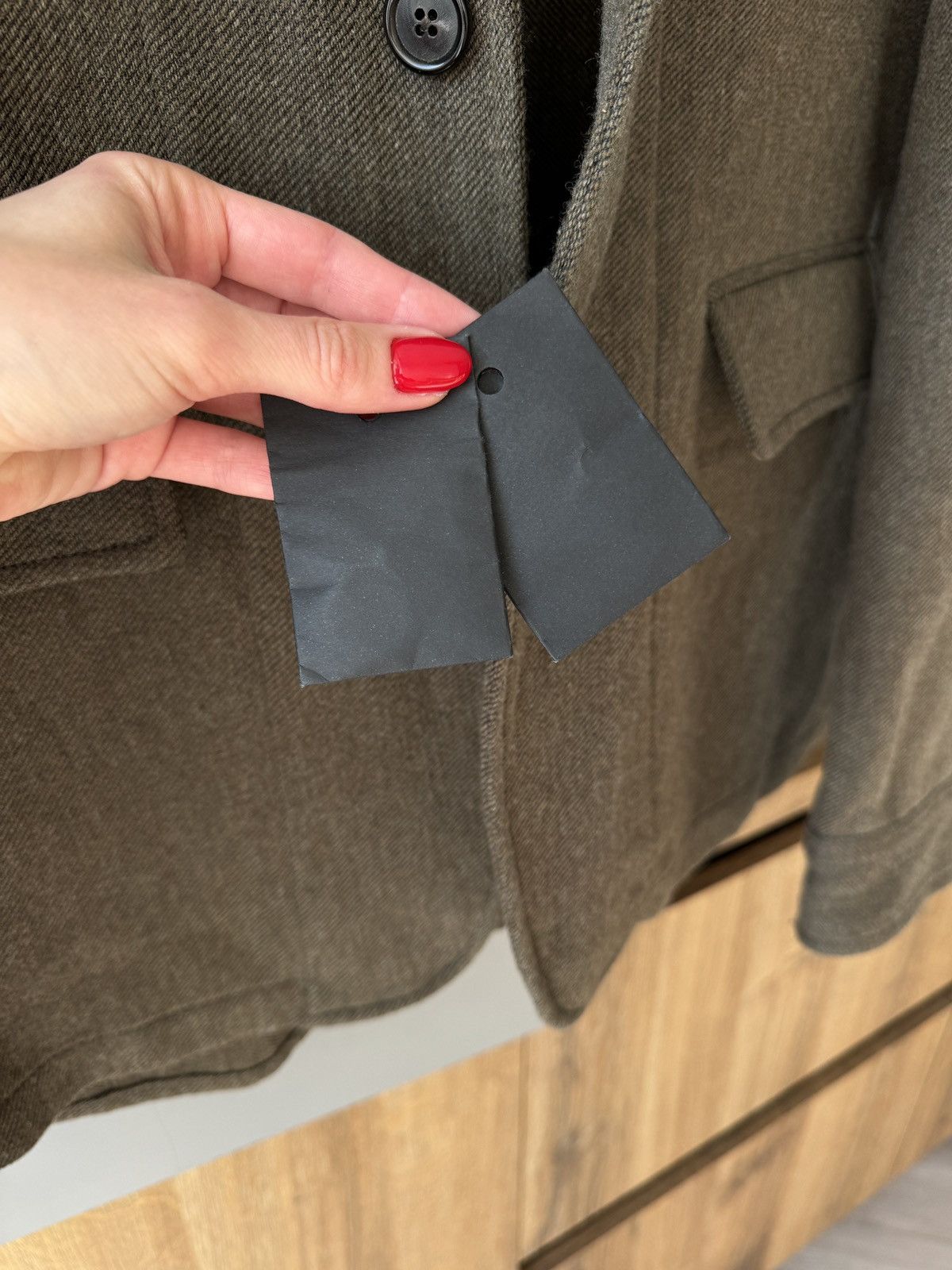 Ann Demeulemeester Ann Demeulemeester Khaki Wool Blend String Detail Balzer Size 52S - 7 Thumbnail