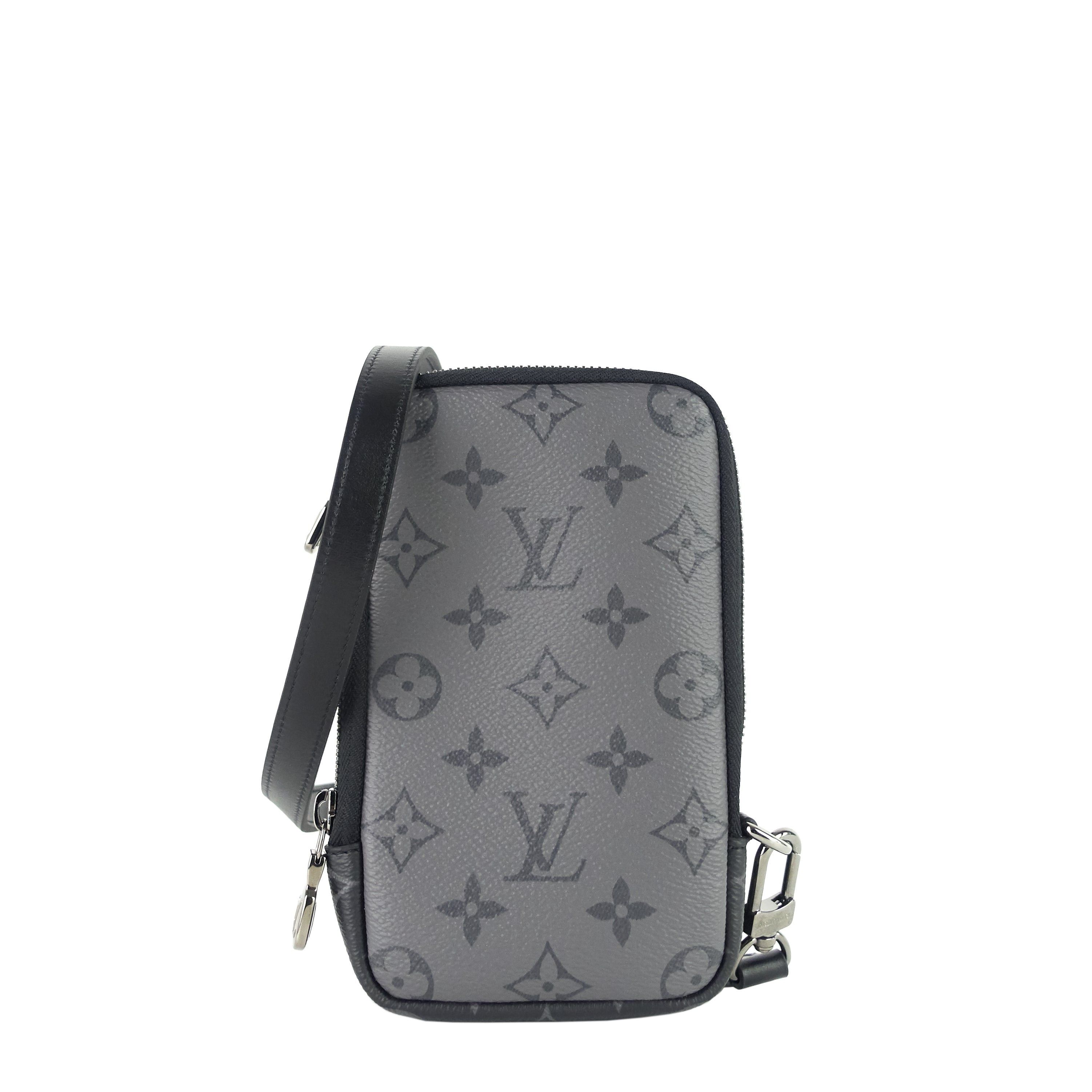 image of Louis Vuitton Double Phone Eclipse Reverse Canvas Pouch in Black, Women's
