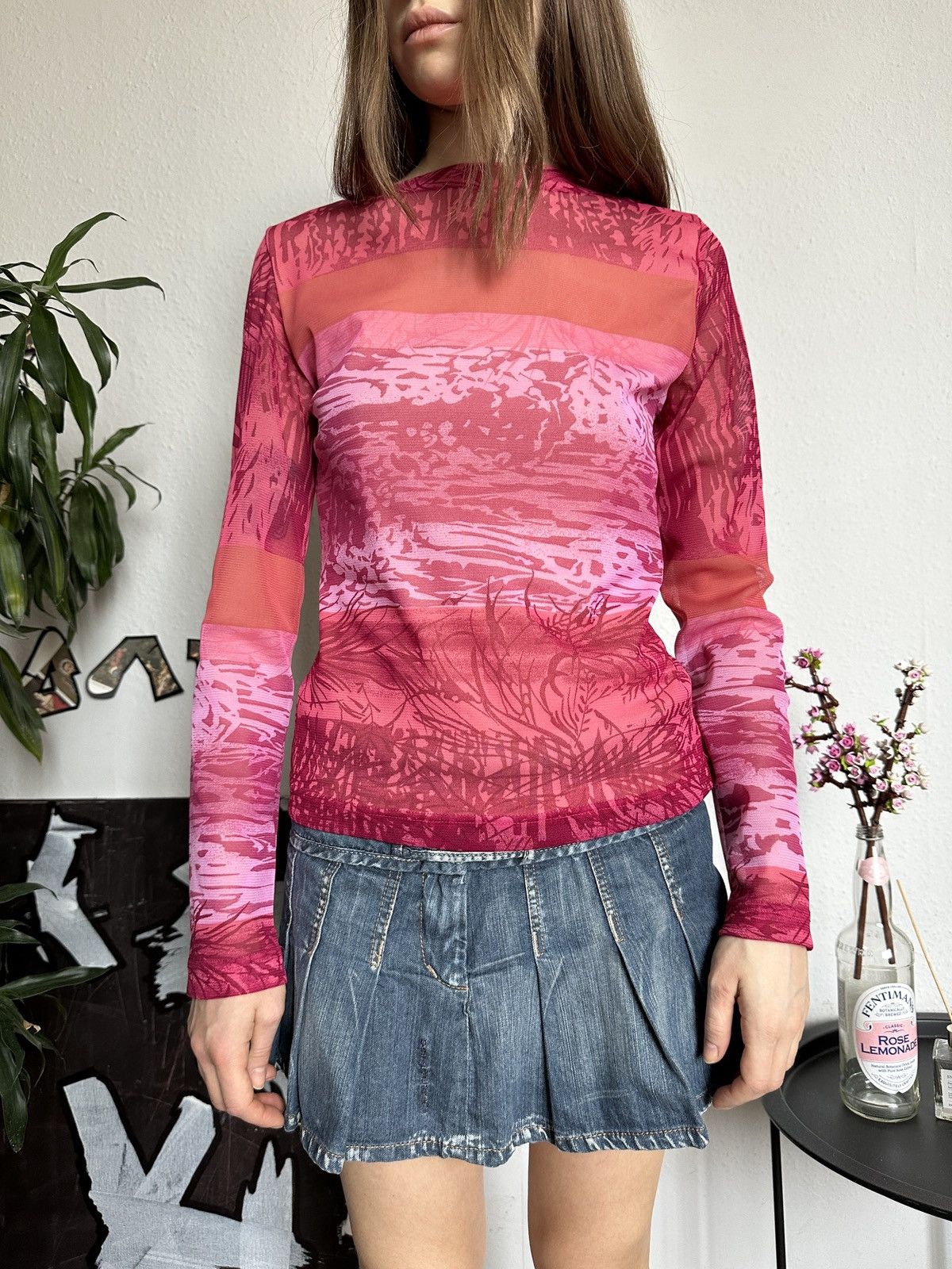 Seditionaries Vintage Printed Mesh Graphic Abstract y2k Long Sleeve Size XS / US 0-2 / IT 36-38 - 7 Thumbnail