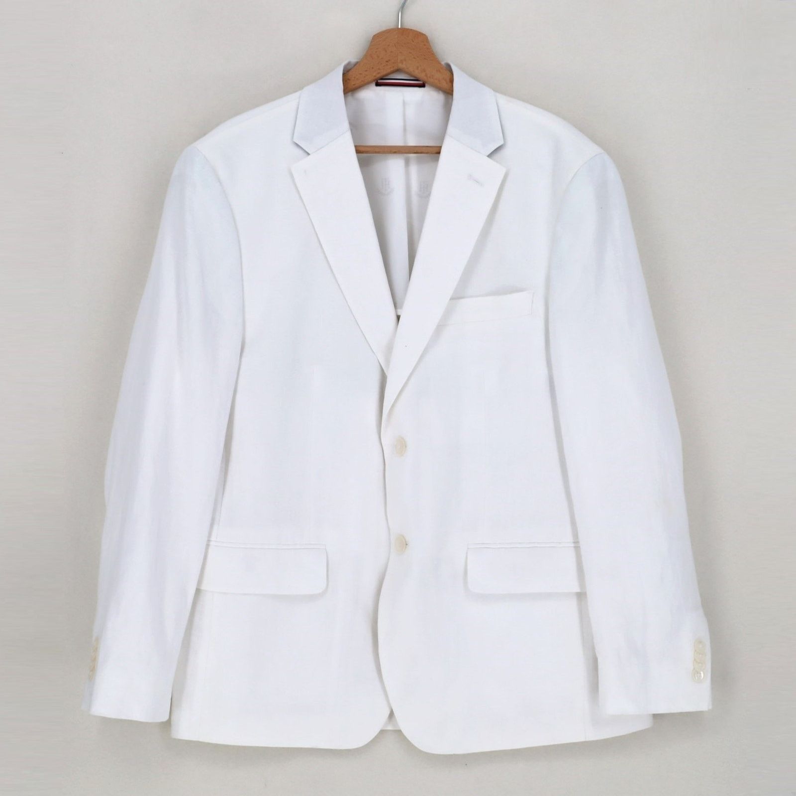 Tommy Hilfiger Tommy Hilfiger Men's White Linen Modern Suit Jacket Size 40S Size 40S - 4 Thumbnail