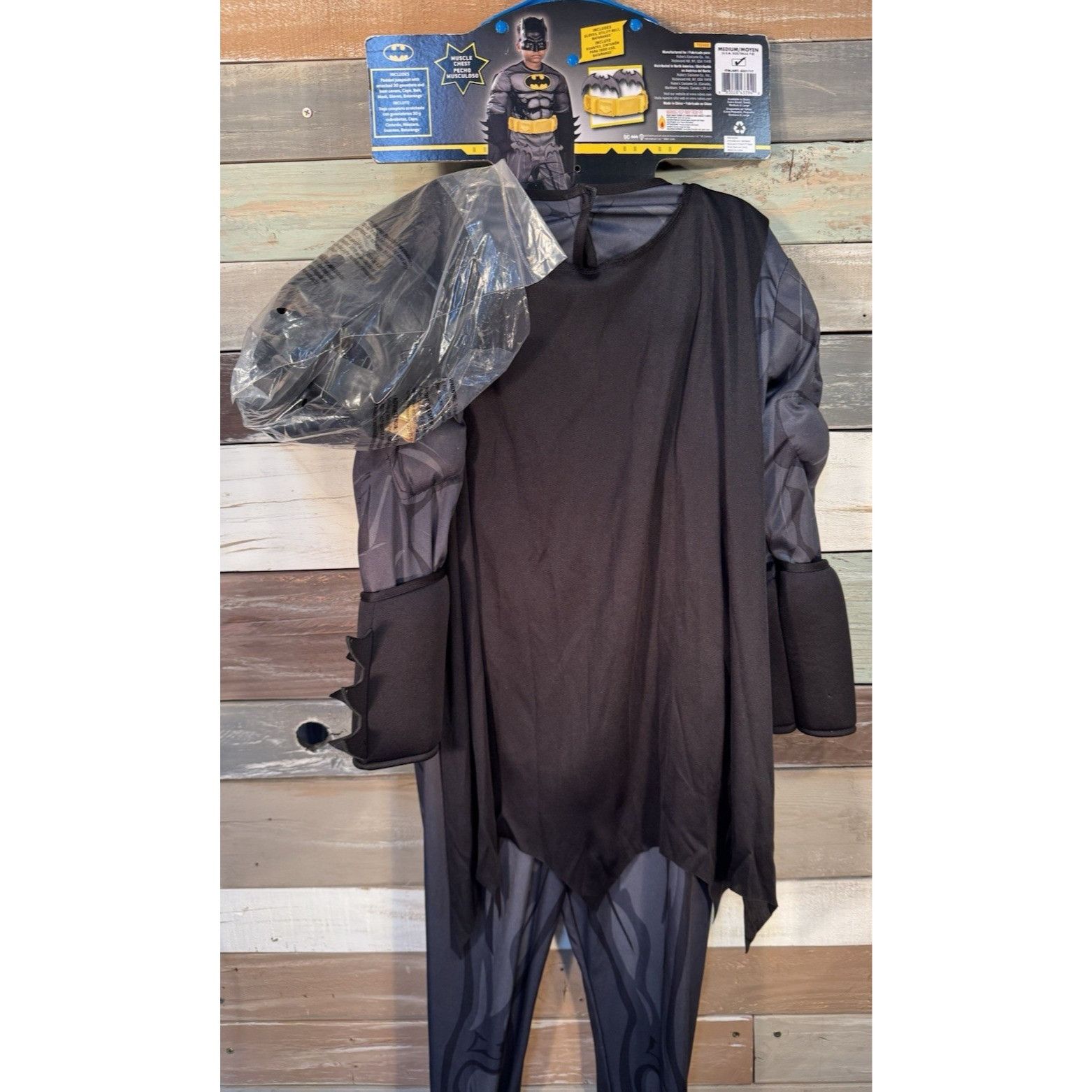 DC DC BATMAN Boys Jumpsuit, Cape, Mask, Boot Tops & Gloves Hall Size ONE SIZE - 11 Thumbnail