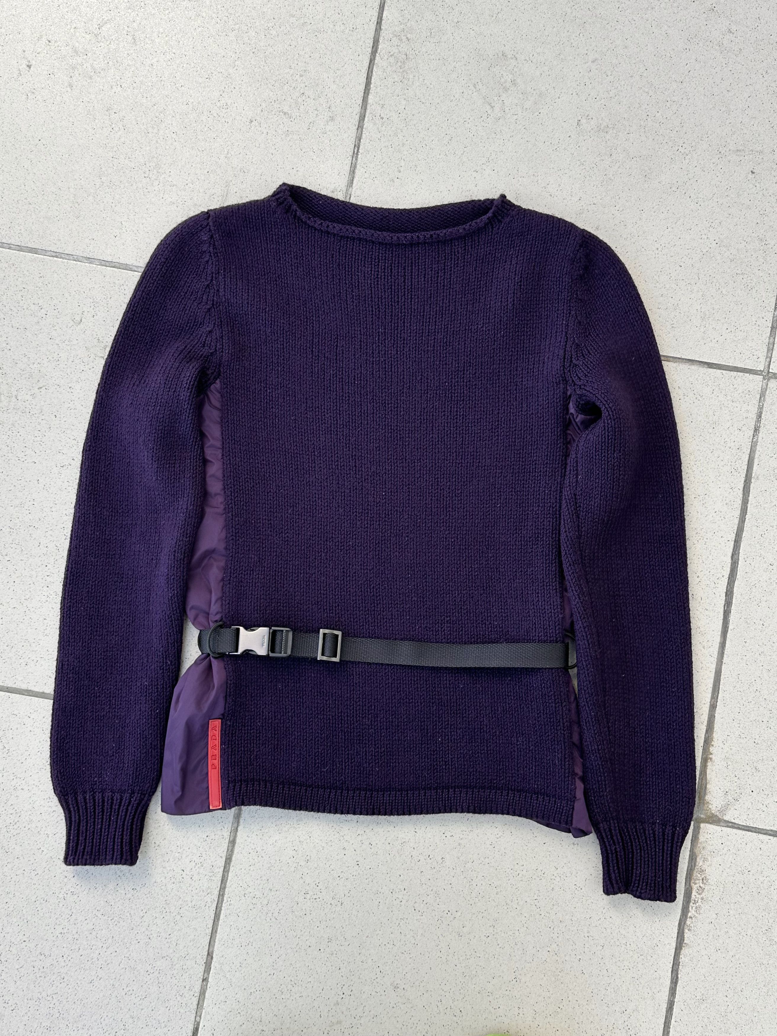 Prada Knitted Zipped Elbow Patch Sweater In Wool Men Black