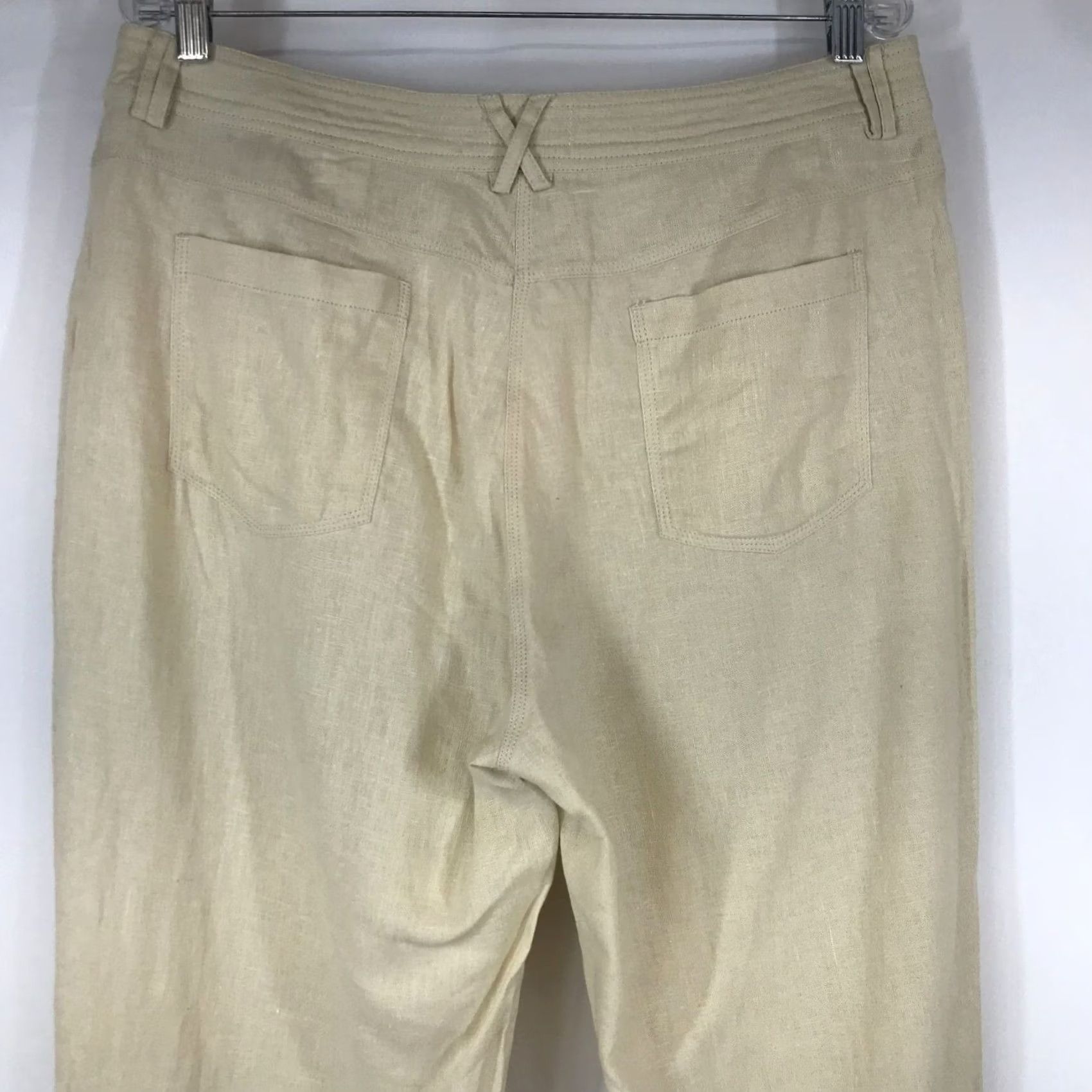 Vintage ELLEN ORTON - WOMEN'S LARGE - BEIGE LINEN BLEND PANTS - Men’s L? Size 36" / US 14 / IT 50 - 5 Thumbnail