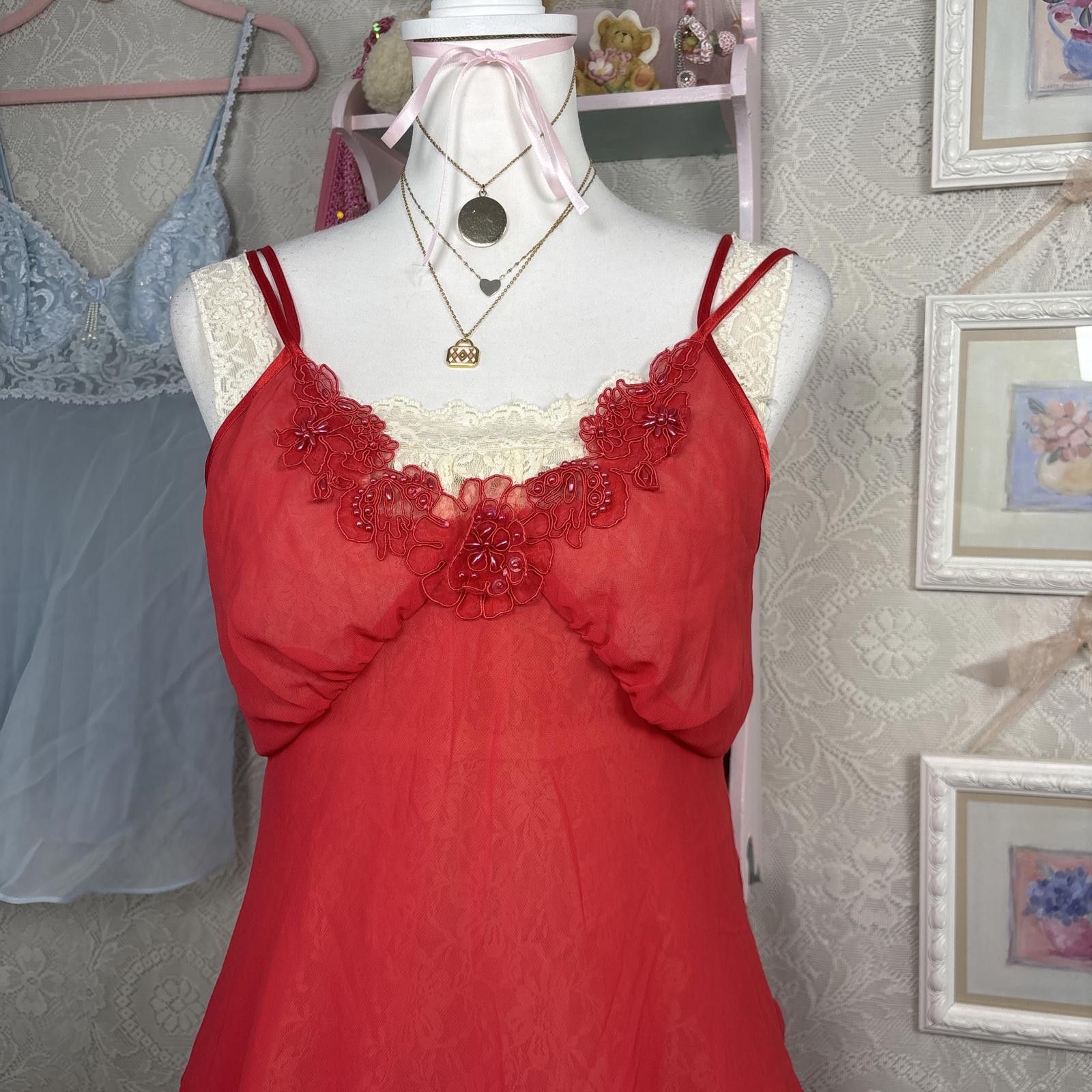 Other vintage red beaded valentines slip dress Size M / US 6-8 / IT 42-44 - 4 Thumbnail
