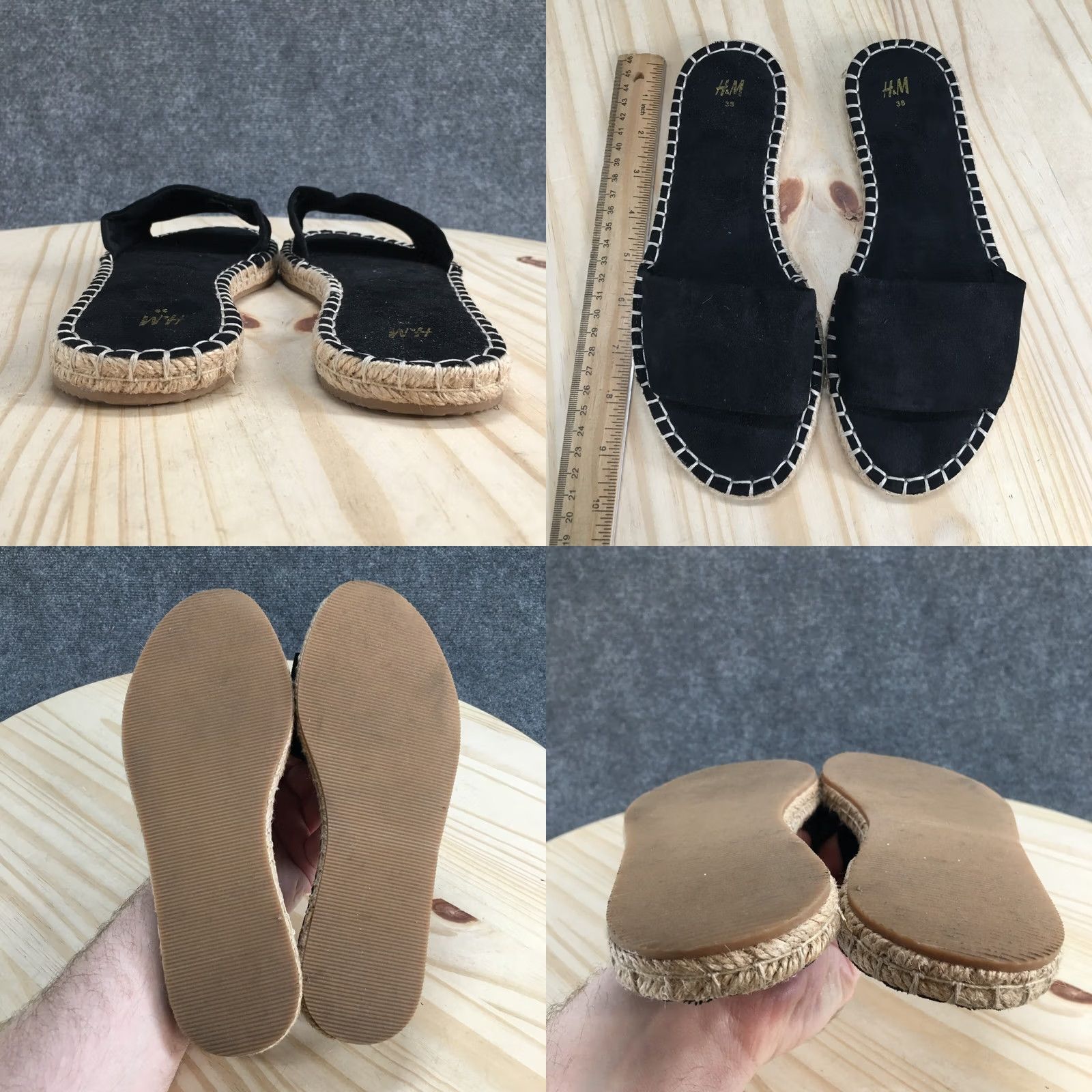 H&M H&M Sandals Womens 7 Espadrille Slide Black Open Toe Comfort Flat Casual Slip On Size US 7 / IT 37 - 8 Thumbnail