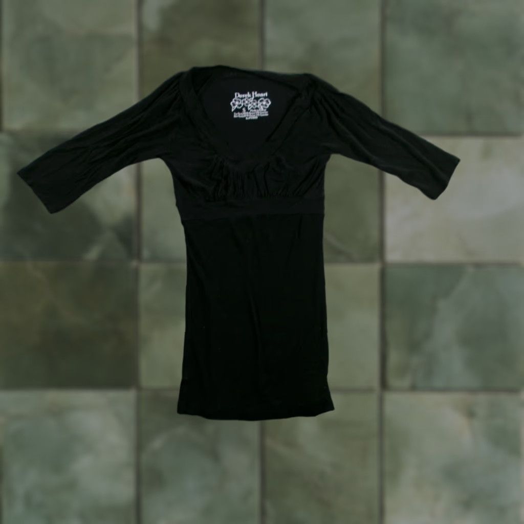 Vintage Derek Heart Top Womens Black Small Tunic Minimal Capsule Causal Base Layer Day Size S / US 4 / IT 40 - 1 Thumbnail